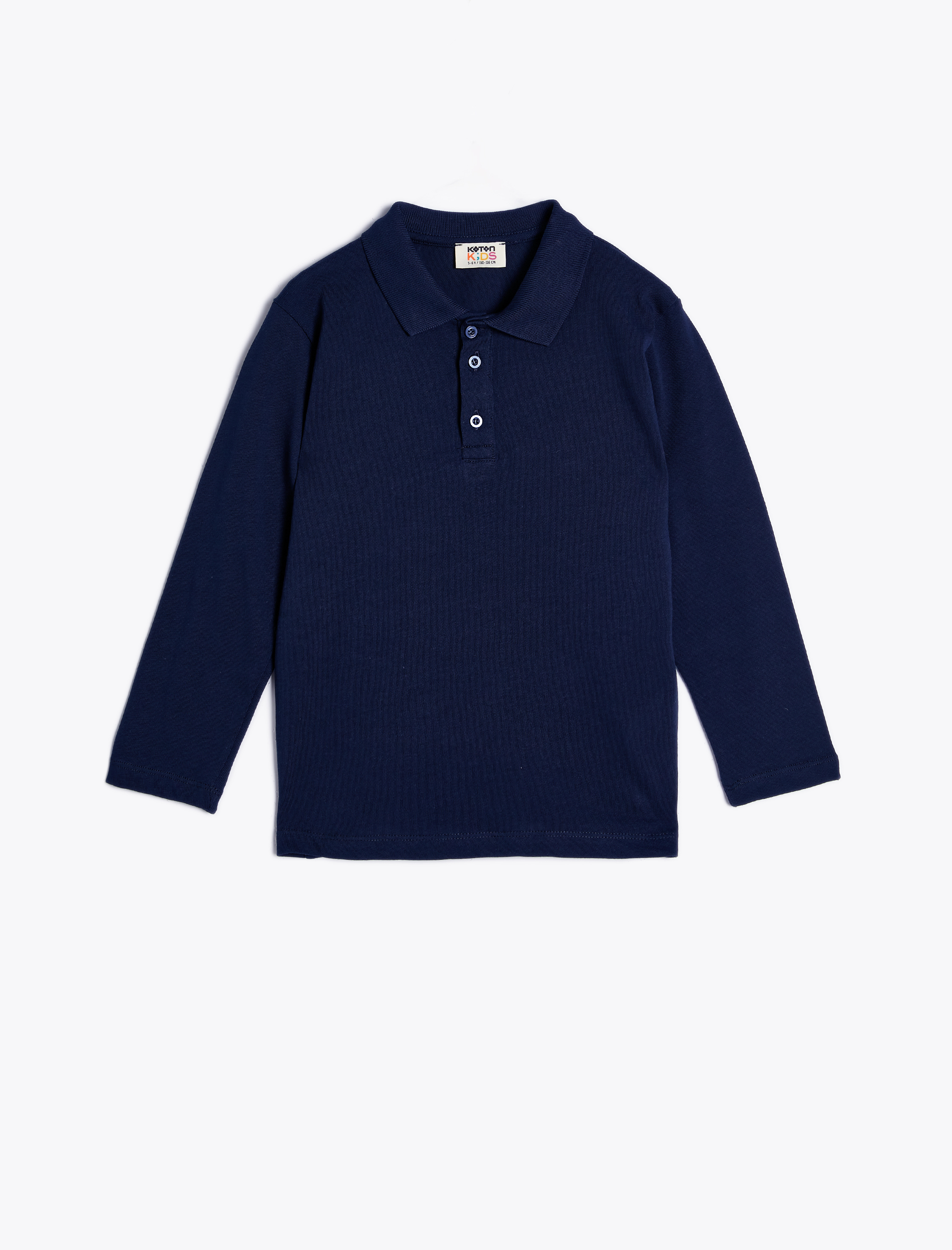  Erkek Çocuk Uzun Kollu Pamuklu Polo Yaka Basic Tişört