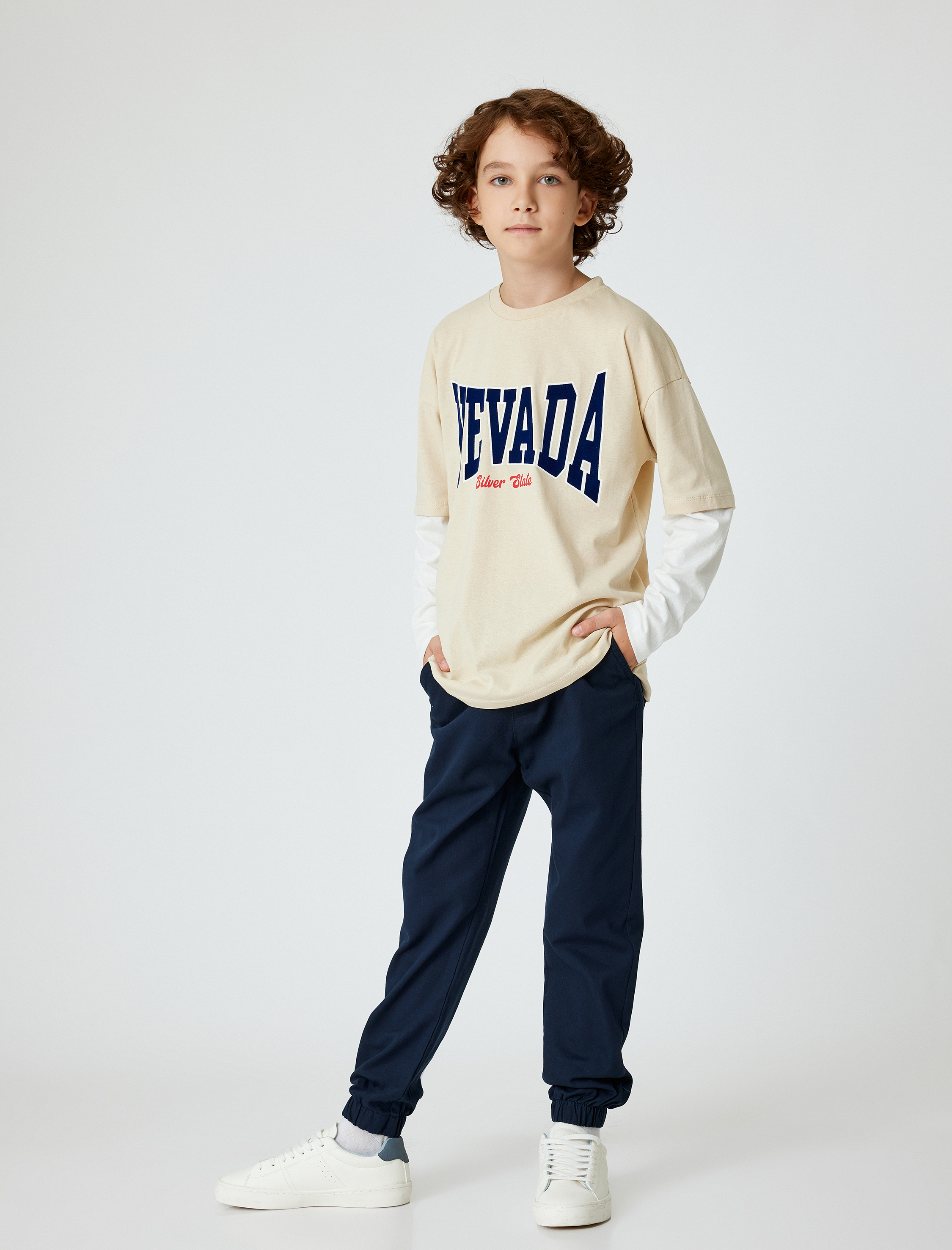  Erkek Çocuk Beli Bağlamalı Pamuklu Cepli Jogger Pantolon