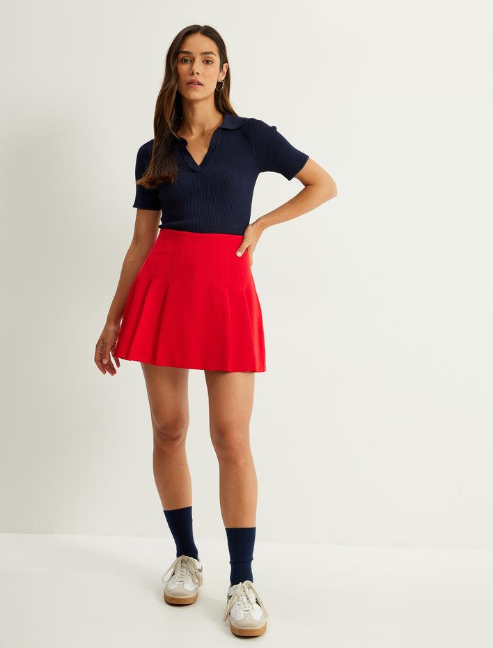  Polo Yaka Kazak Triko Kısa Kollu