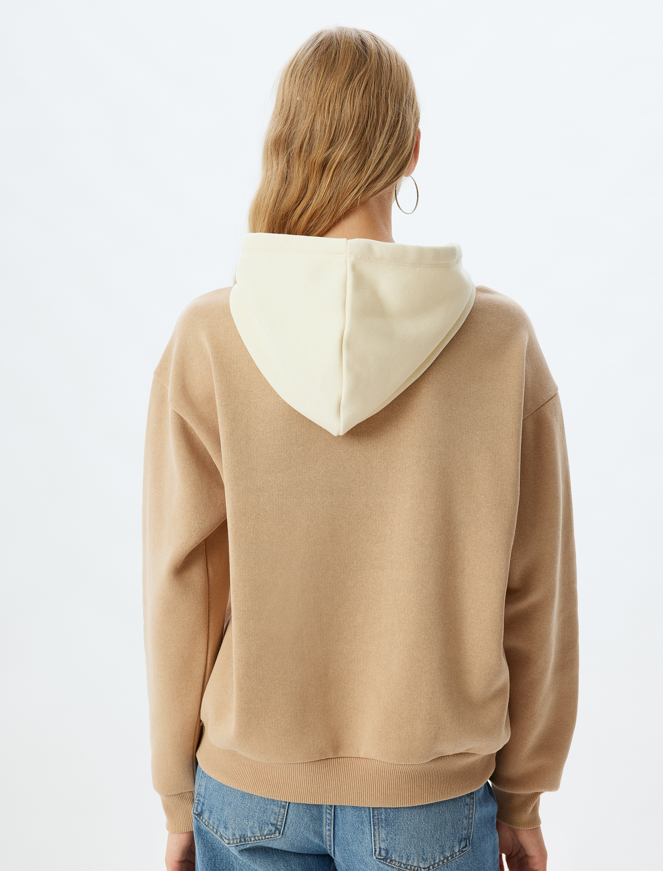   Şardonlu Kolej Sweatshirt Kapüşonlu Baskılı Kanguru Cepli Rahat Kalıp