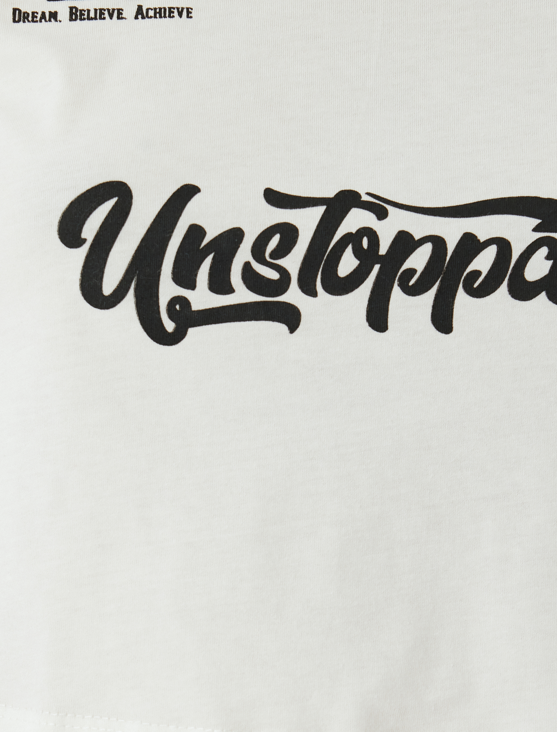 Crop Tişört Slogan Baskılı Bisiklet Yaka Biyeli Slim Fit