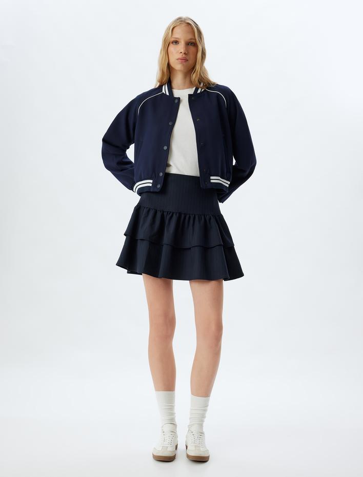  Mini Volanlı Etek Katlı Rahat Kesim