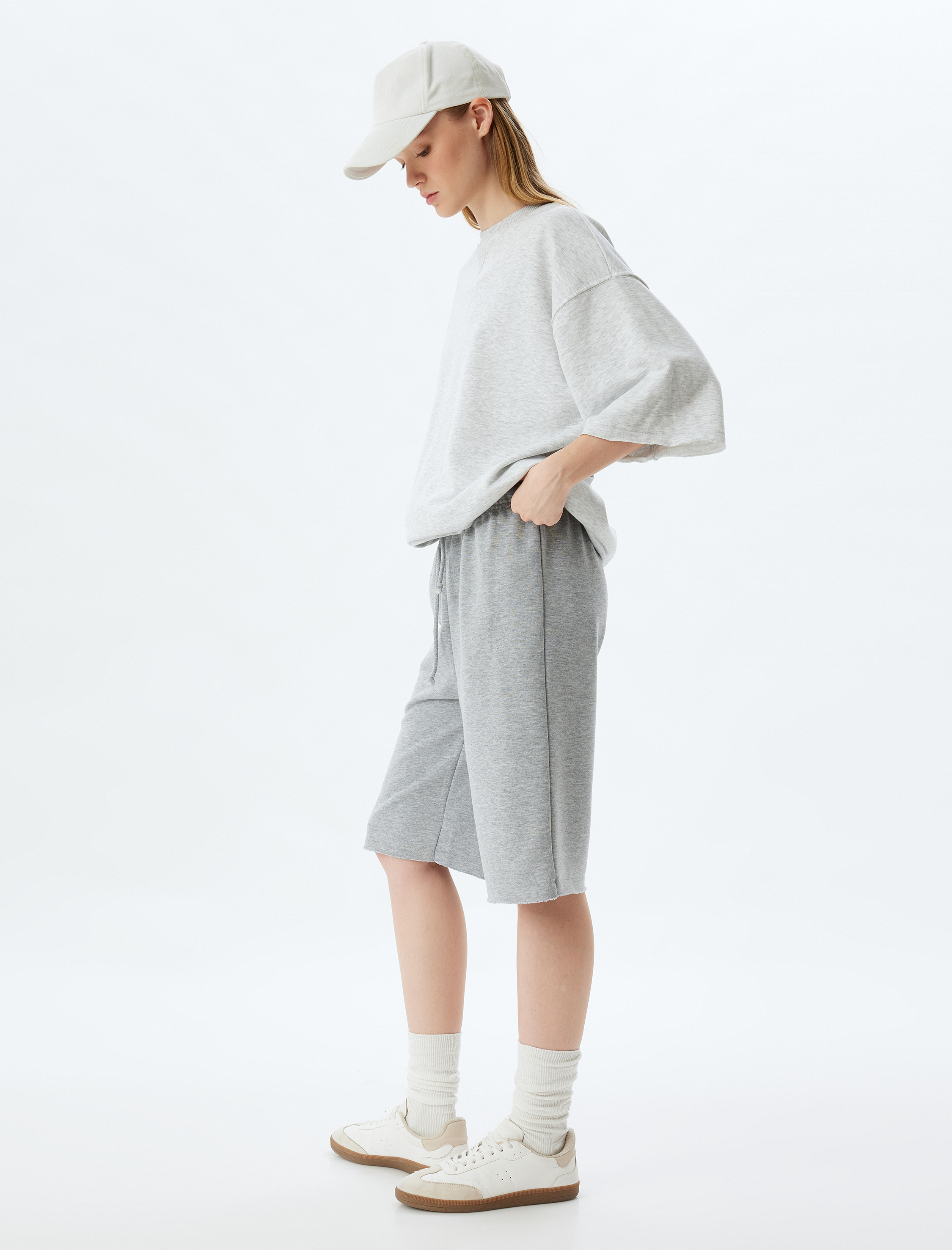   Oversize Bermuda Bağcıklı Yüksek Bel Şort