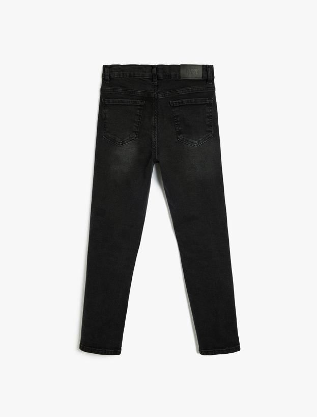 Kot Pantolon Ayarlanabilir Lastikli Pamuklu - Slim Jean_2