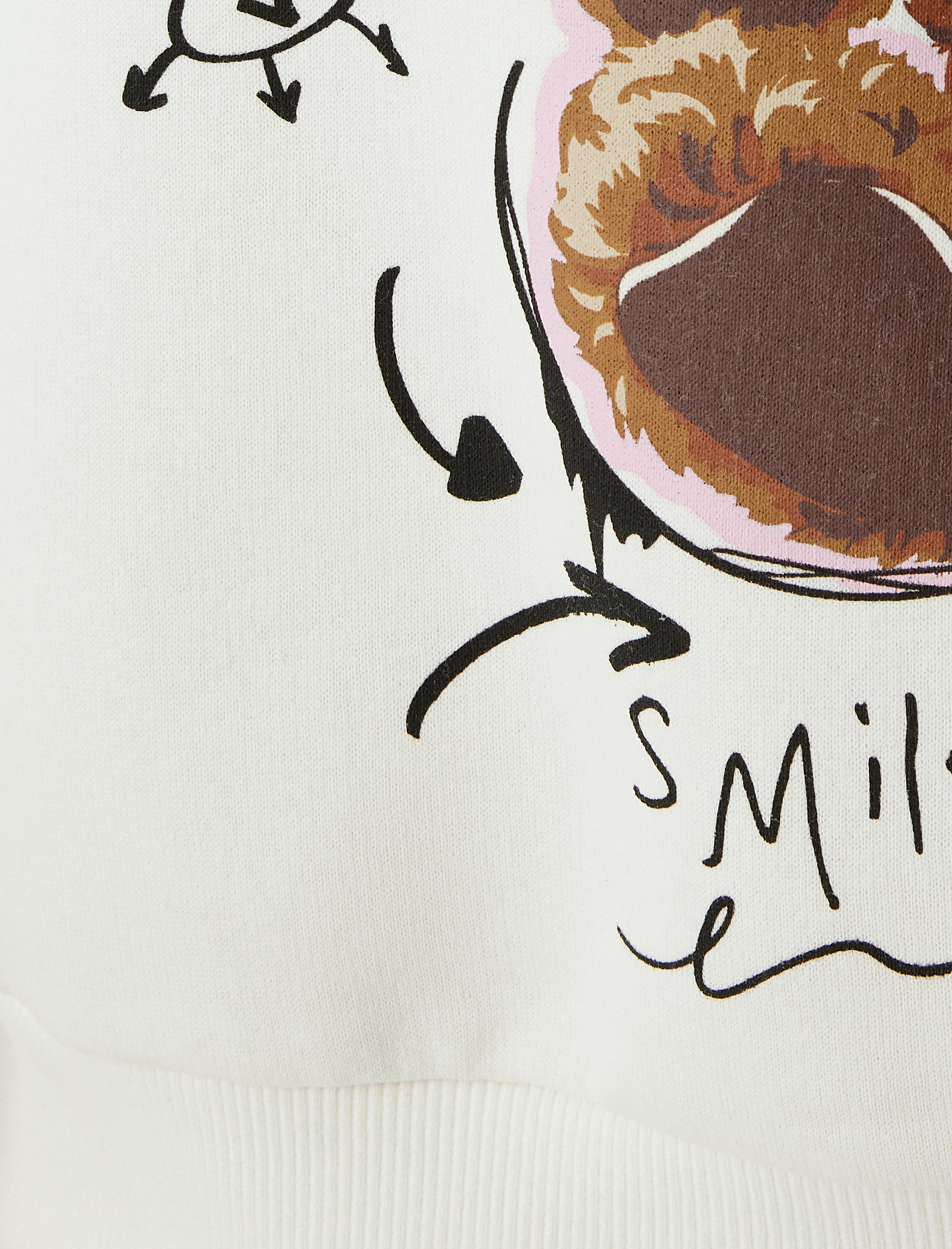   Şardonlu Kapüşonlu Sweatshirt Ayı Baskılı Sloganlı Rahat Kalıp