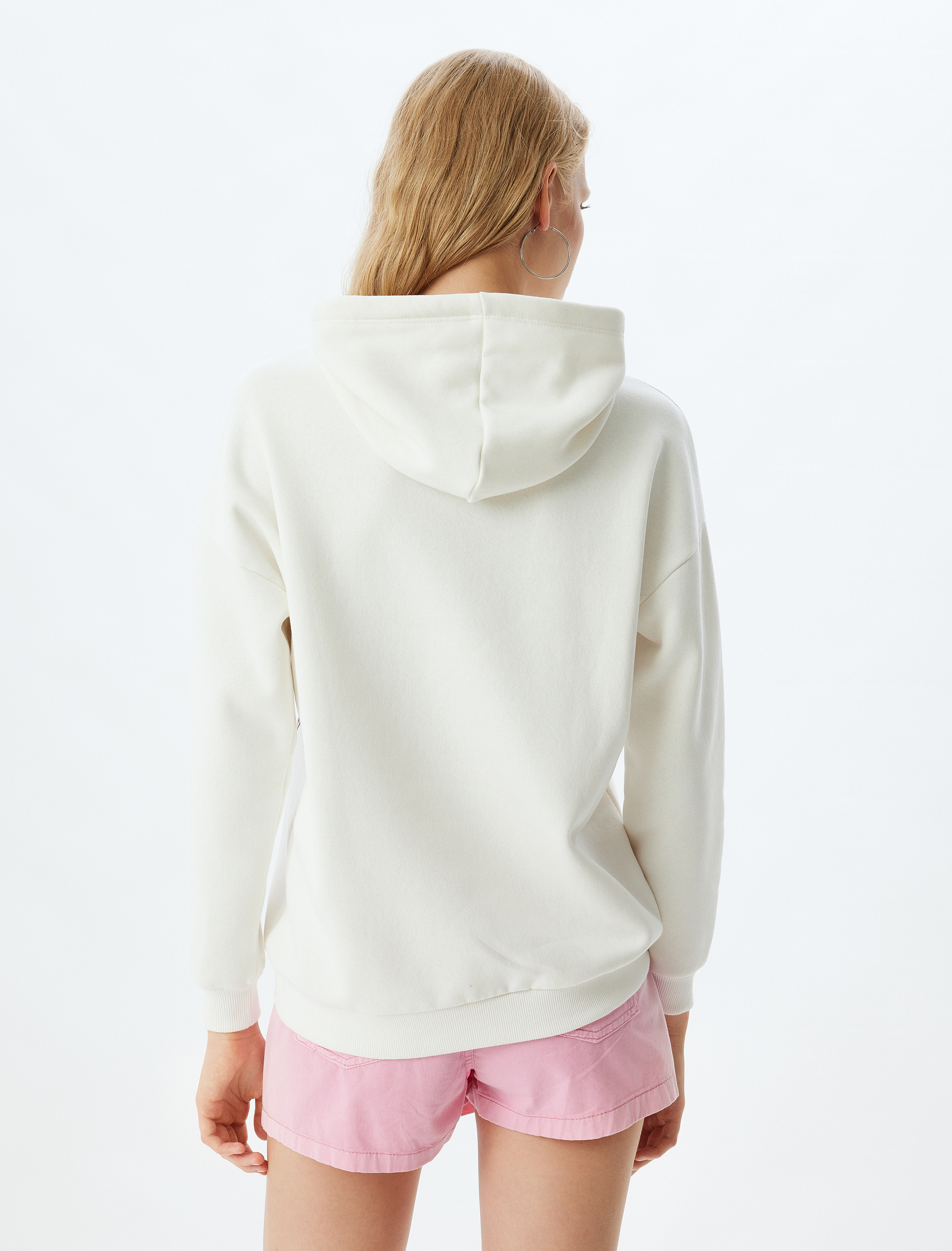   Şardonlu Kapüşonlu Sweatshirt Ayı Baskılı Sloganlı Rahat Kalıp