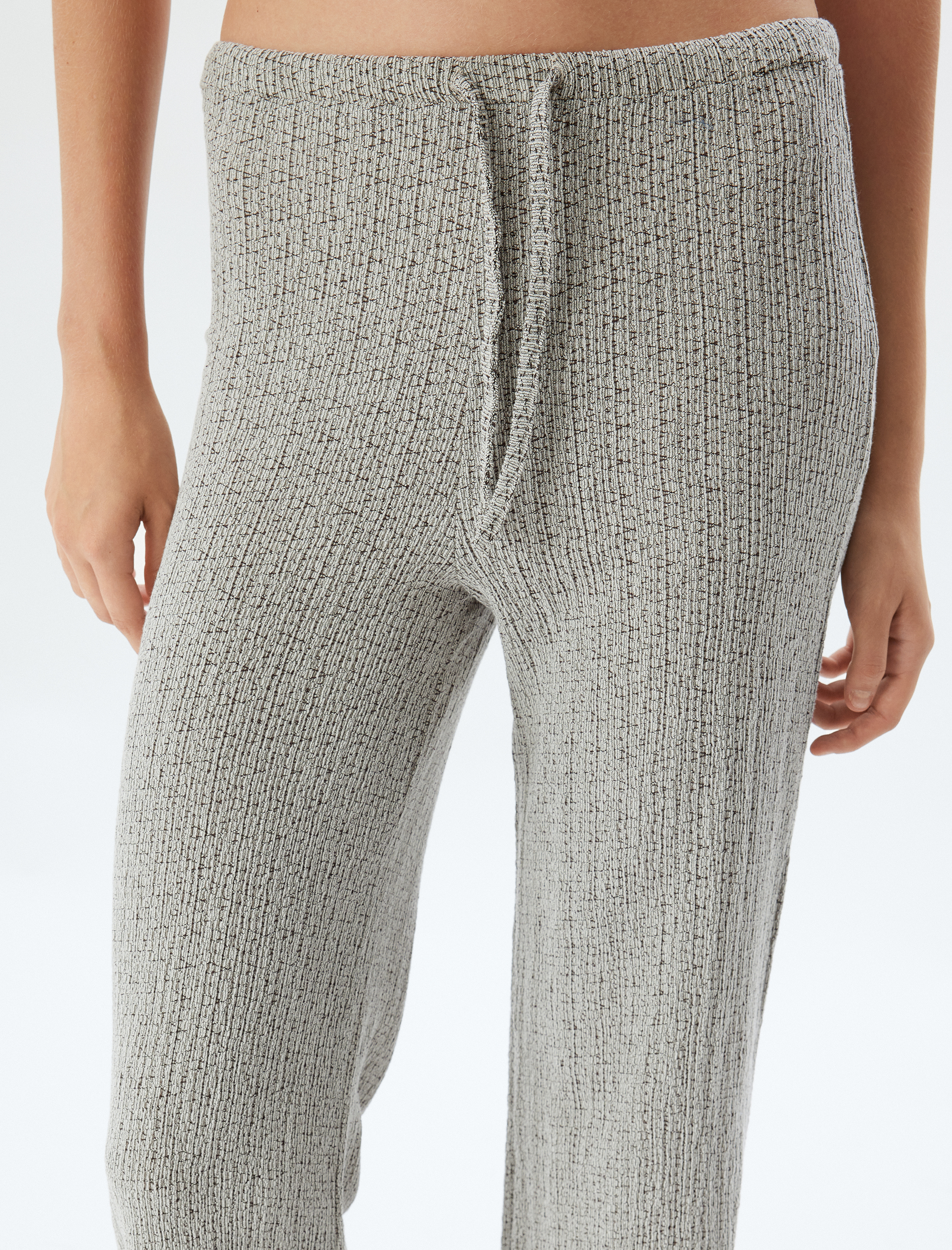   Bol Paça Pantolon Yüksek Bel Bağcıklı Bürümcük Rahat Kalıp