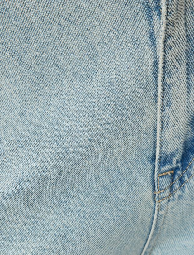 Kargo Cepli Kot Pantolon Normal Bel Düz Paça Düğmeli - Straight Fit Jean_5