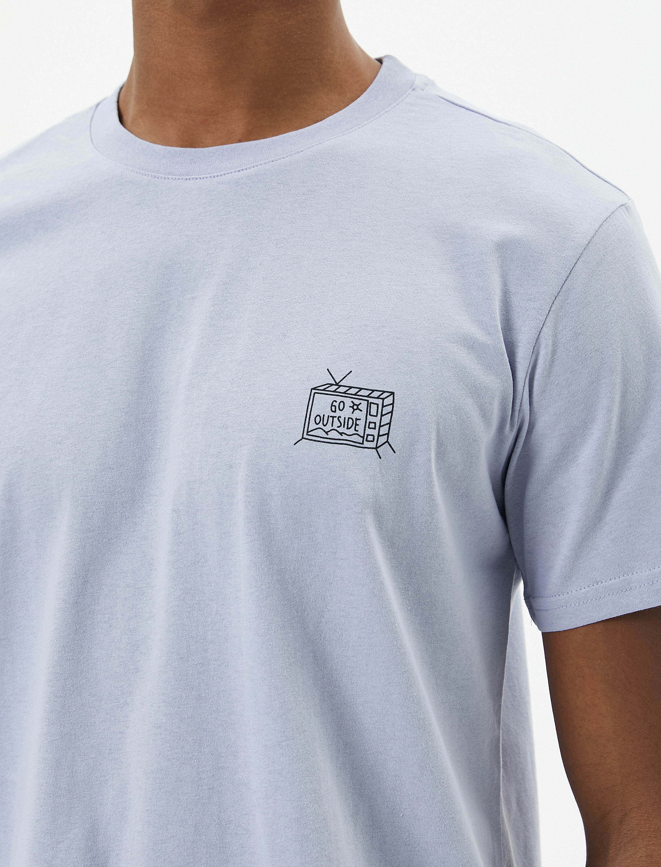Minimal Baskılı Tişört Slim Fit Bisiklet Yaka Kısa Kollu