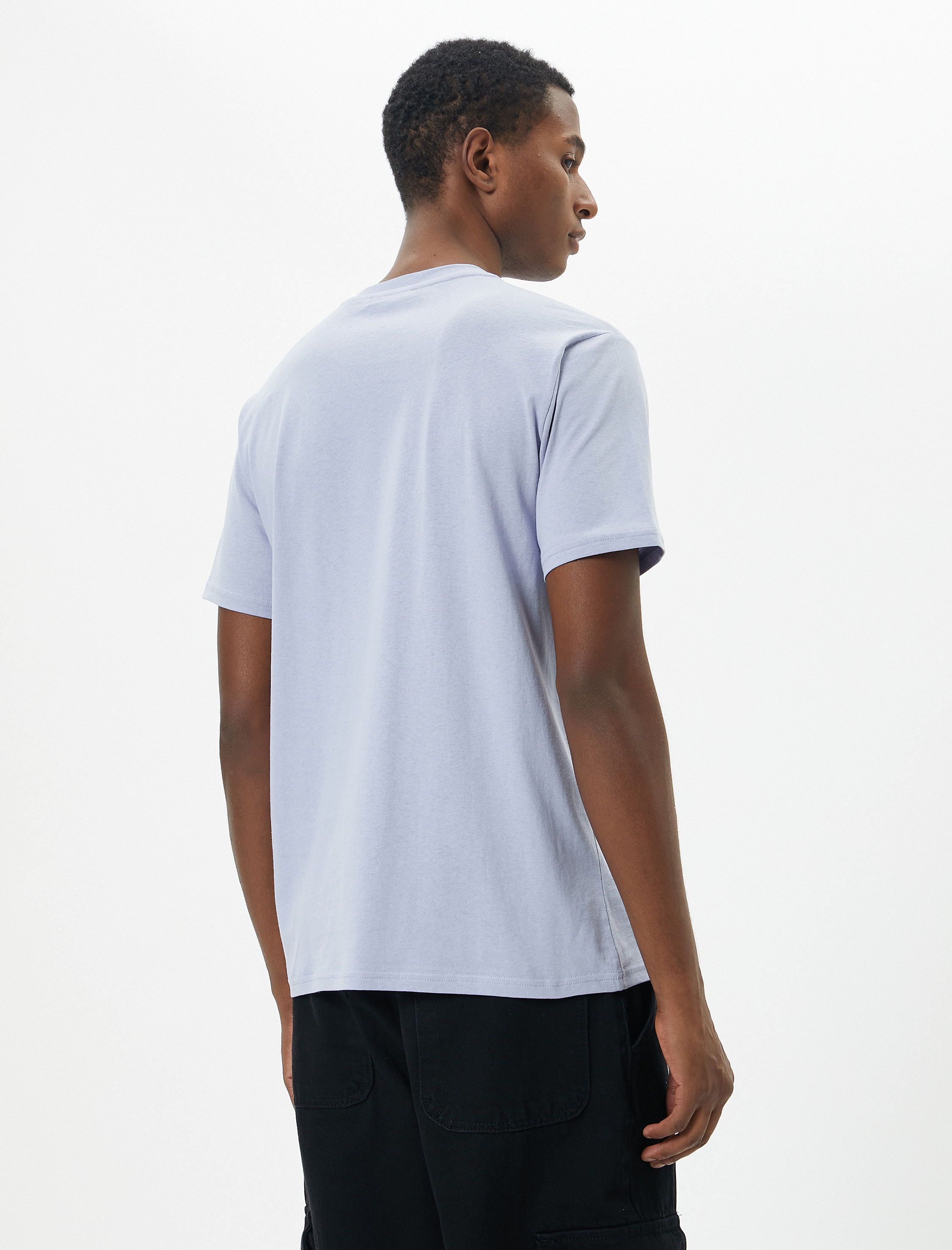 Minimal Baskılı Tişört Slim Fit Bisiklet Yaka Kısa Kollu