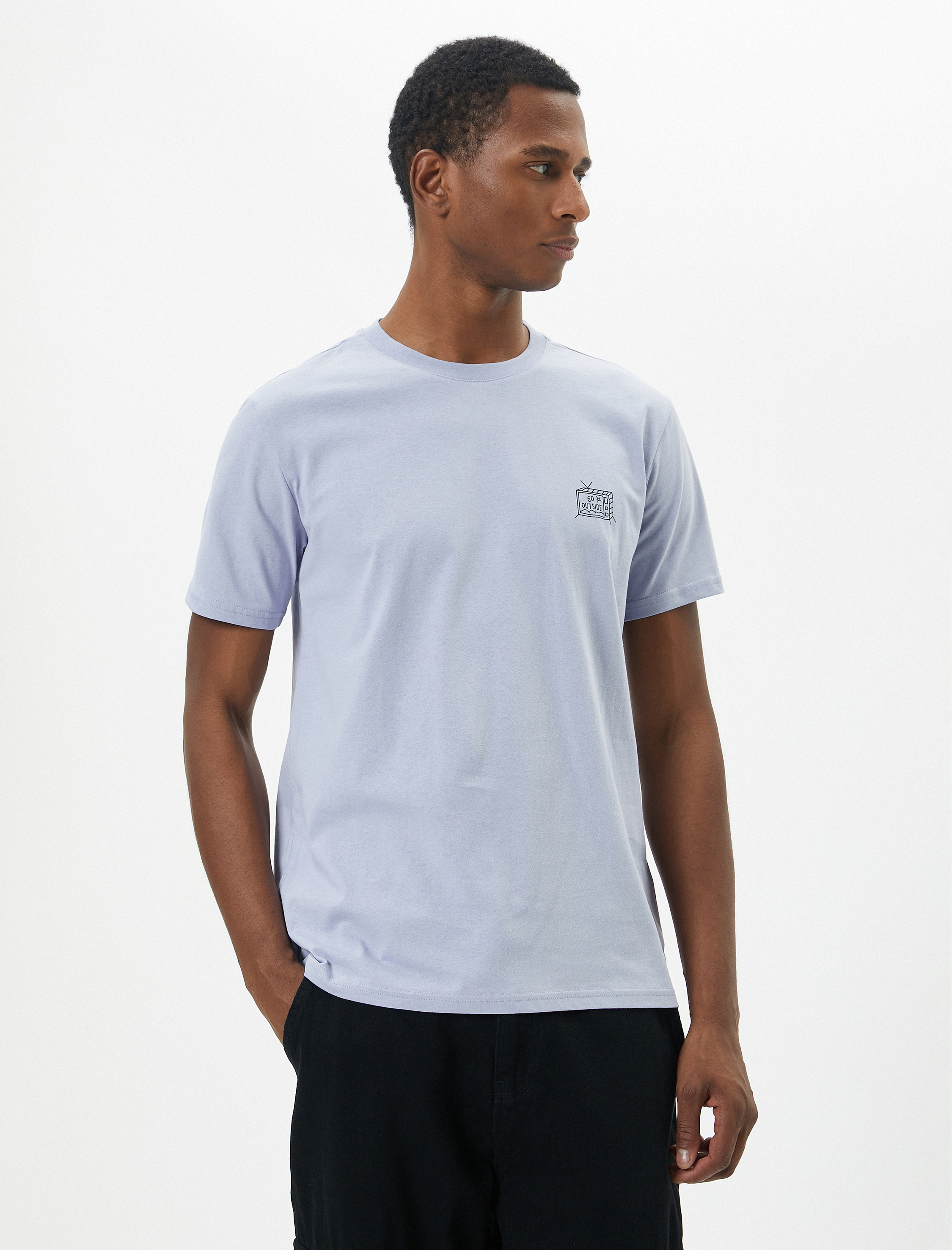 Minimal Baskılı Tişört Slim Fit Bisiklet Yaka Kısa Kollu