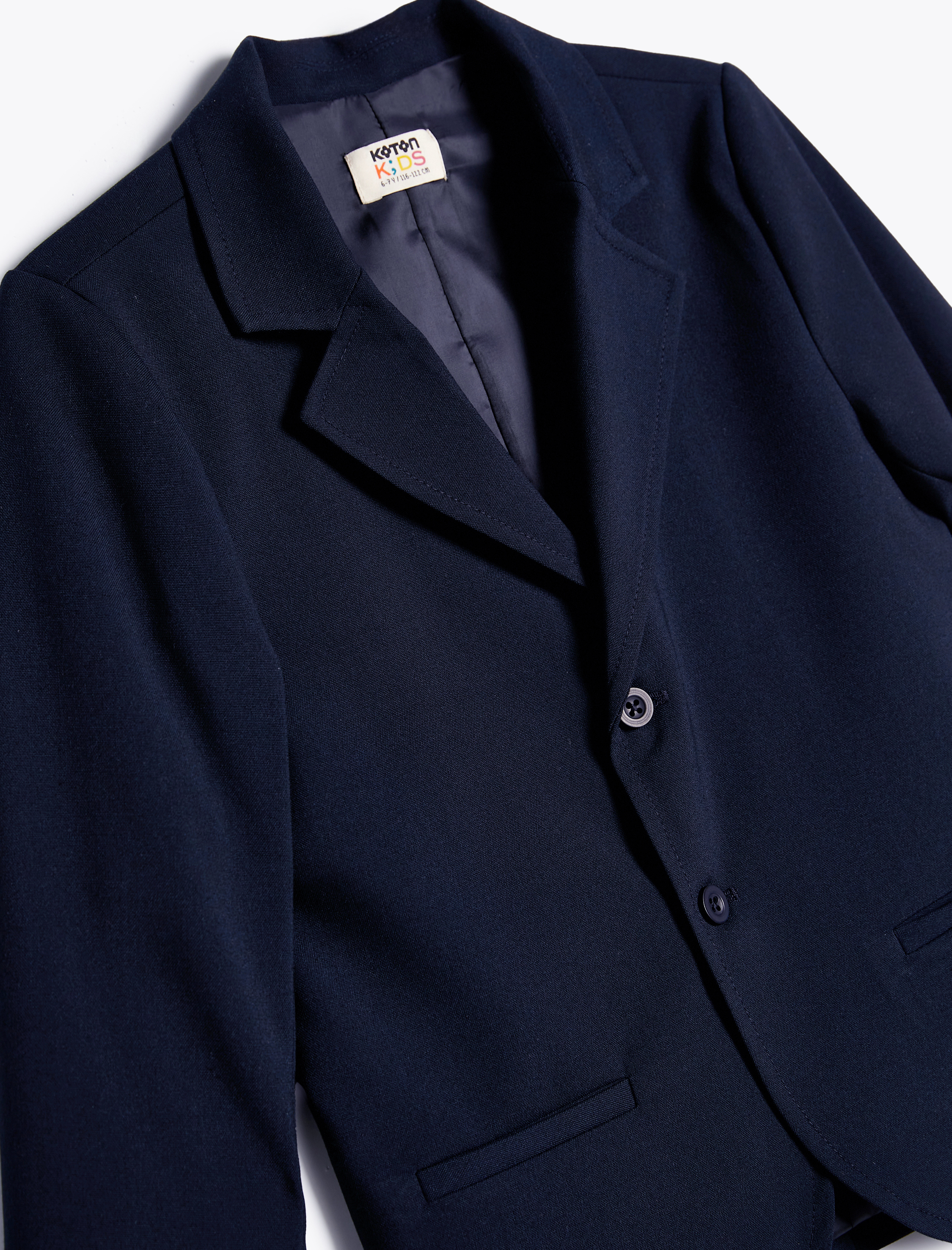 Erkek Çocuk Klasik Yaka Cep Detaylı Uzun Kollu Düğmeli Blazer Okul Ceketi
