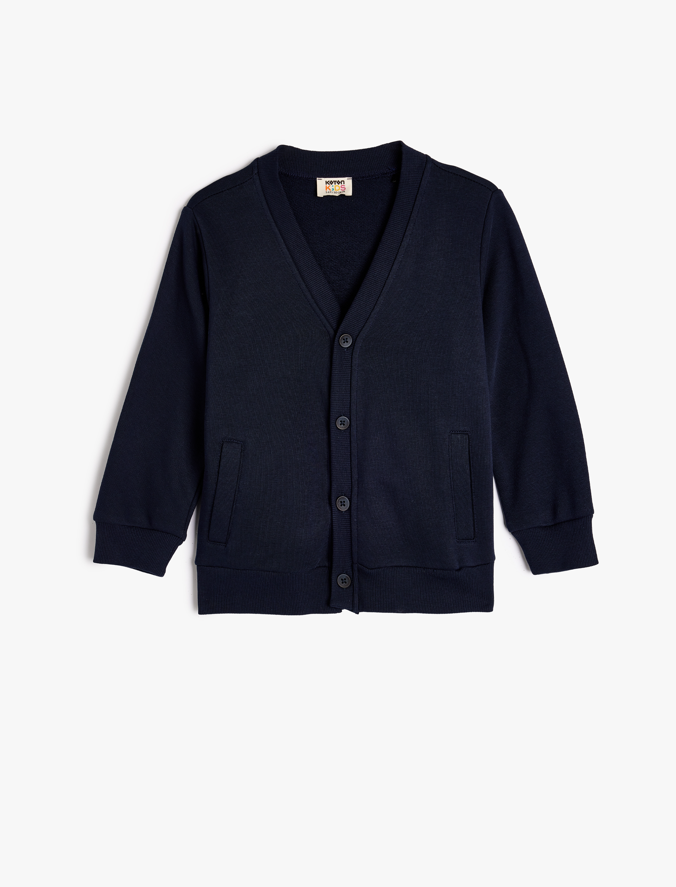  Erkek Çocuk V Yaka Uzun Kollu Cepli Pamuklu Basic Hırka