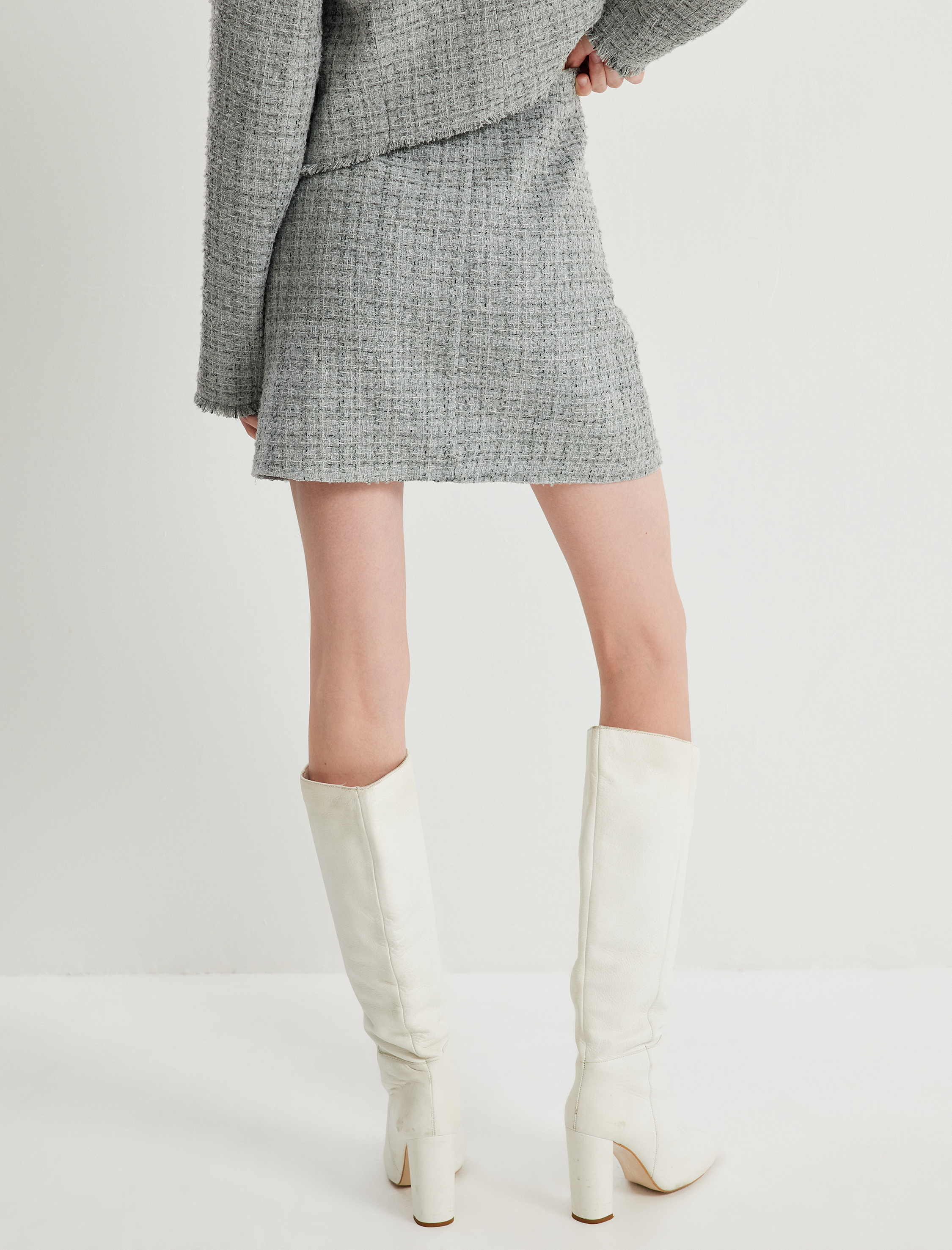   Mini Tüvit Etek Yırtmaç Detaylı Standart Bel