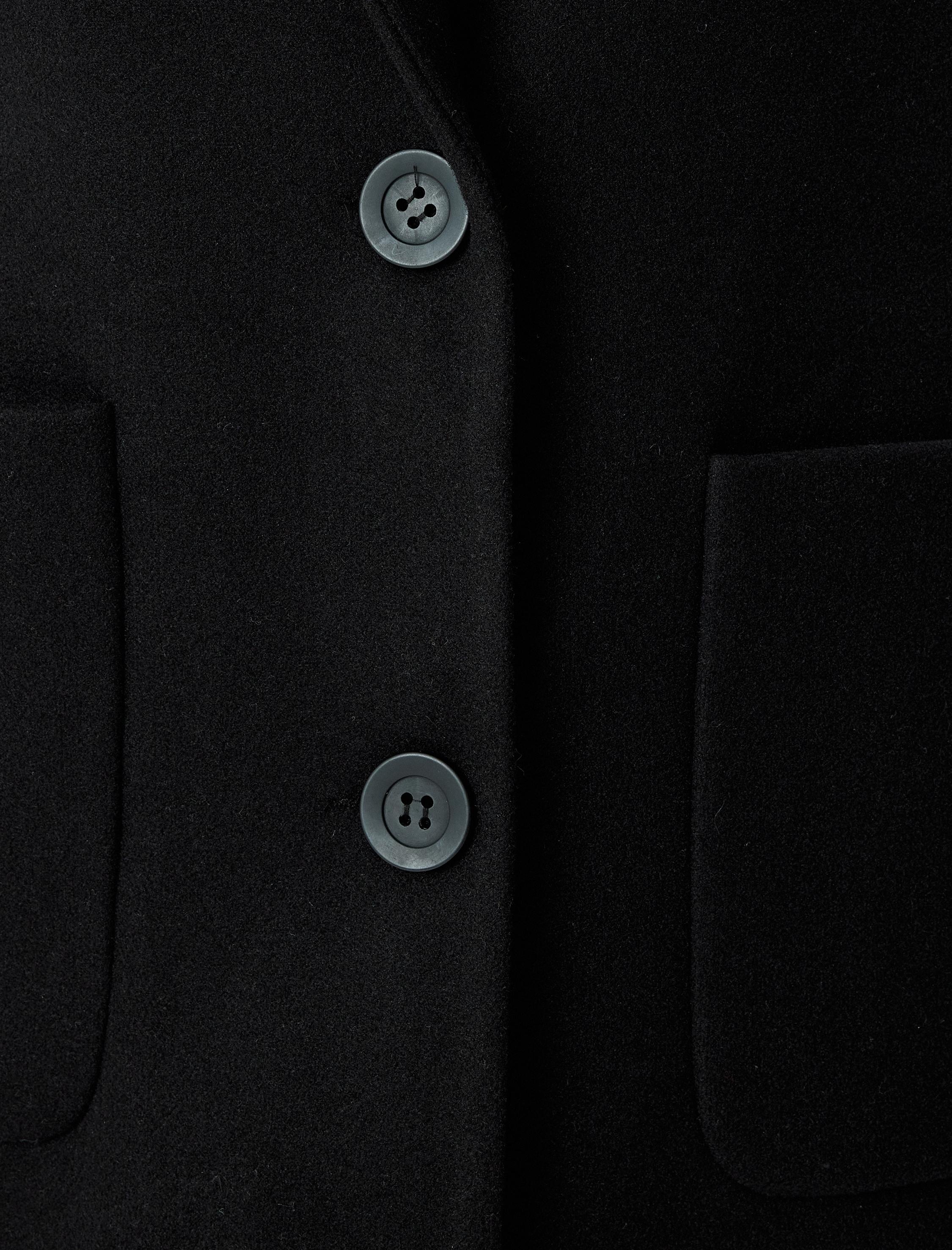   Kruvaze Düğmeli Cepli Uzun Kaşe Kaban