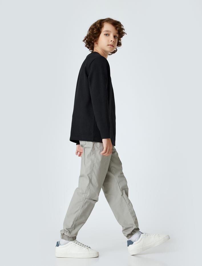 Erkek Çocuk Beli Bağlamalı Pamuklu Paraşüt Jogger Pantolon