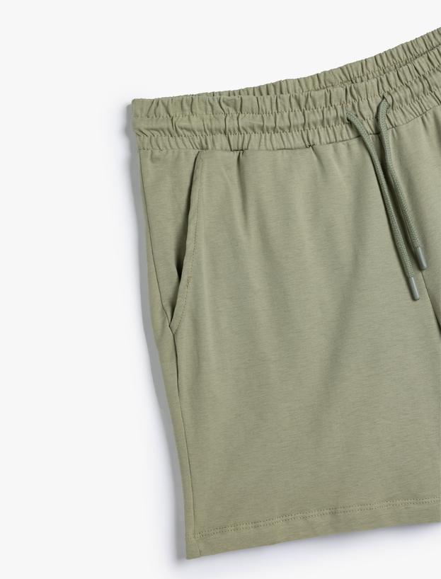 Mini Şort Beli Bağcıklı Cep Detaylı Pamuklu_2