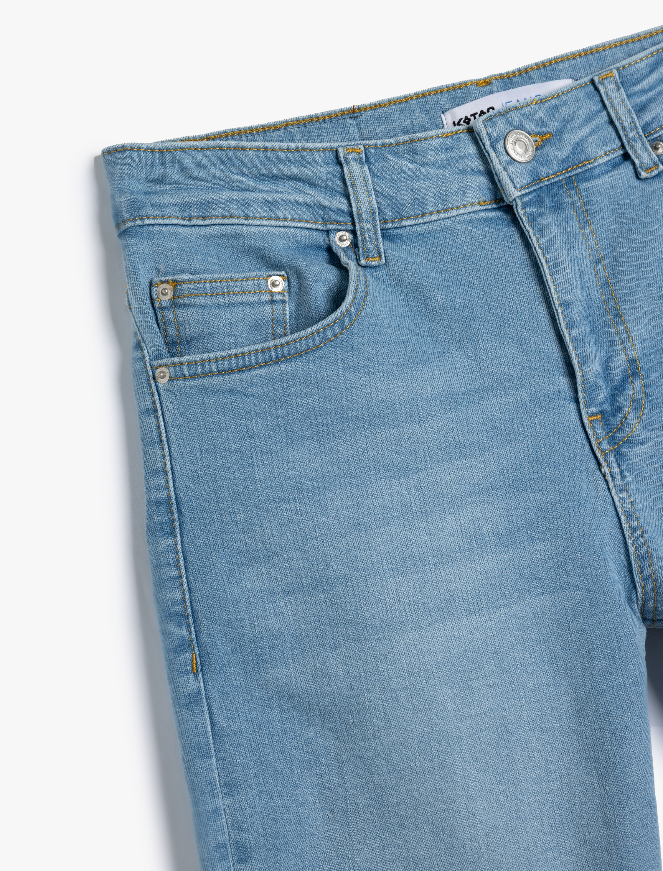 Slim Fit Kot Şort Bermuda Cep Detaylı Pamuklu