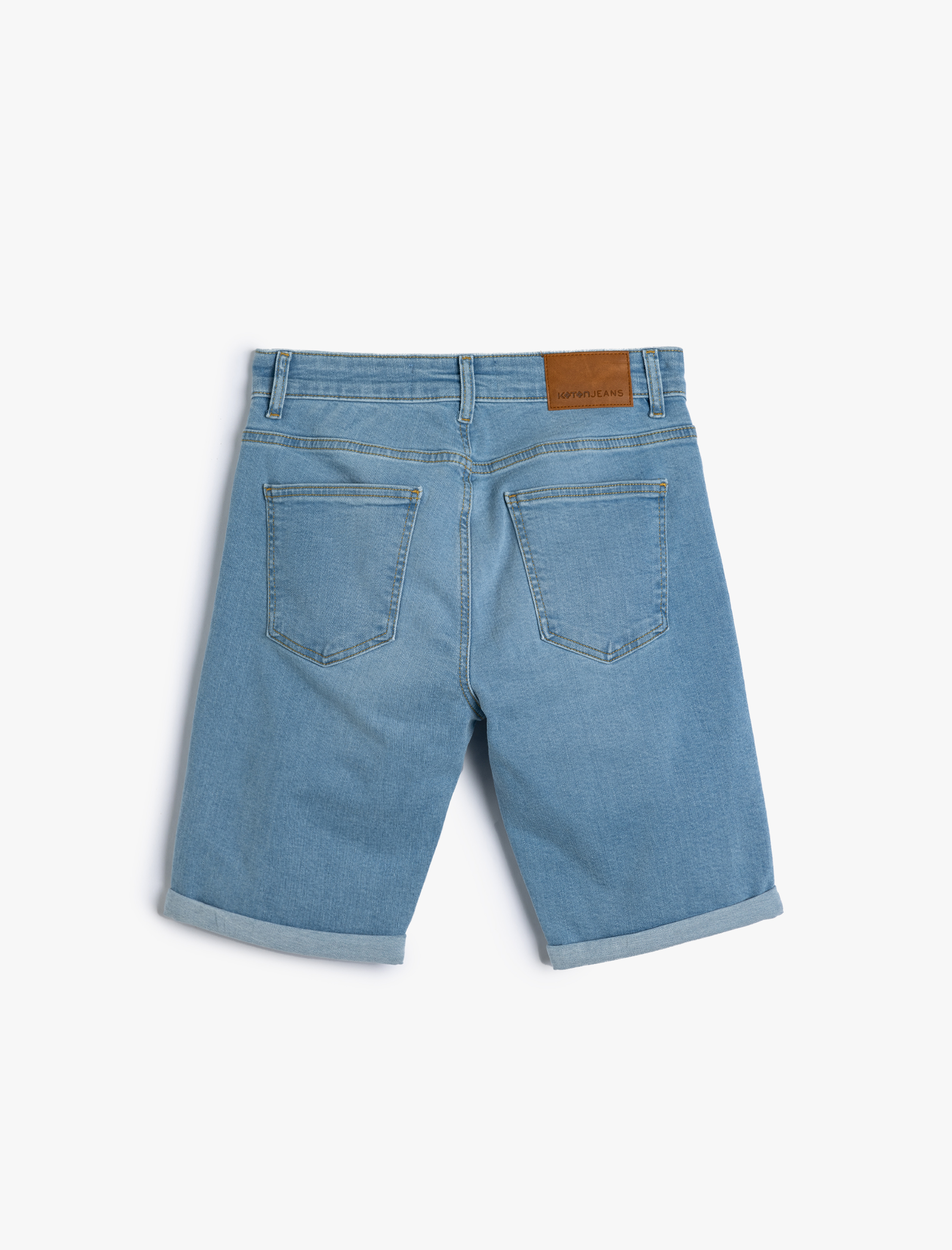 Slim Fit Kot Şort Bermuda Cep Detaylı Pamuklu