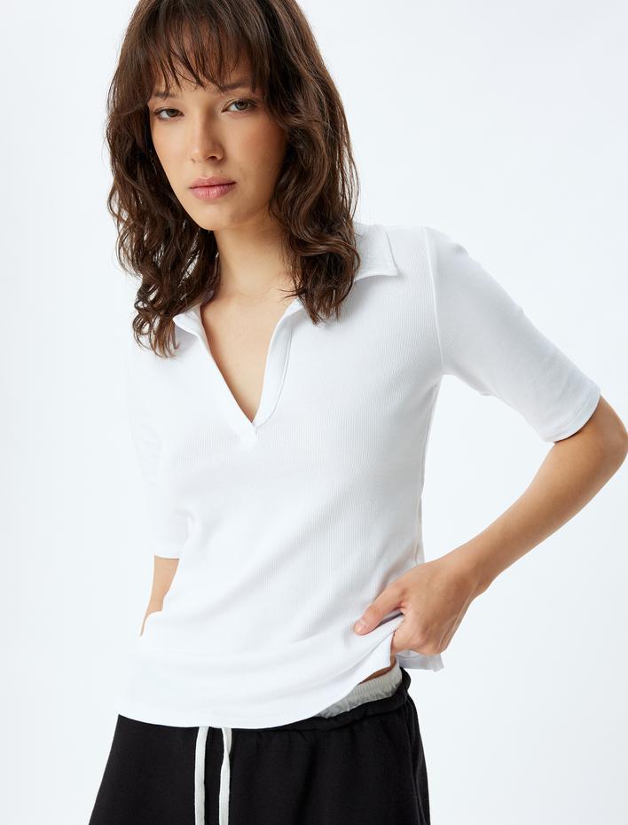  Polo Tişört Fitilli Kısa Kollu Pamuklu Slim Fit