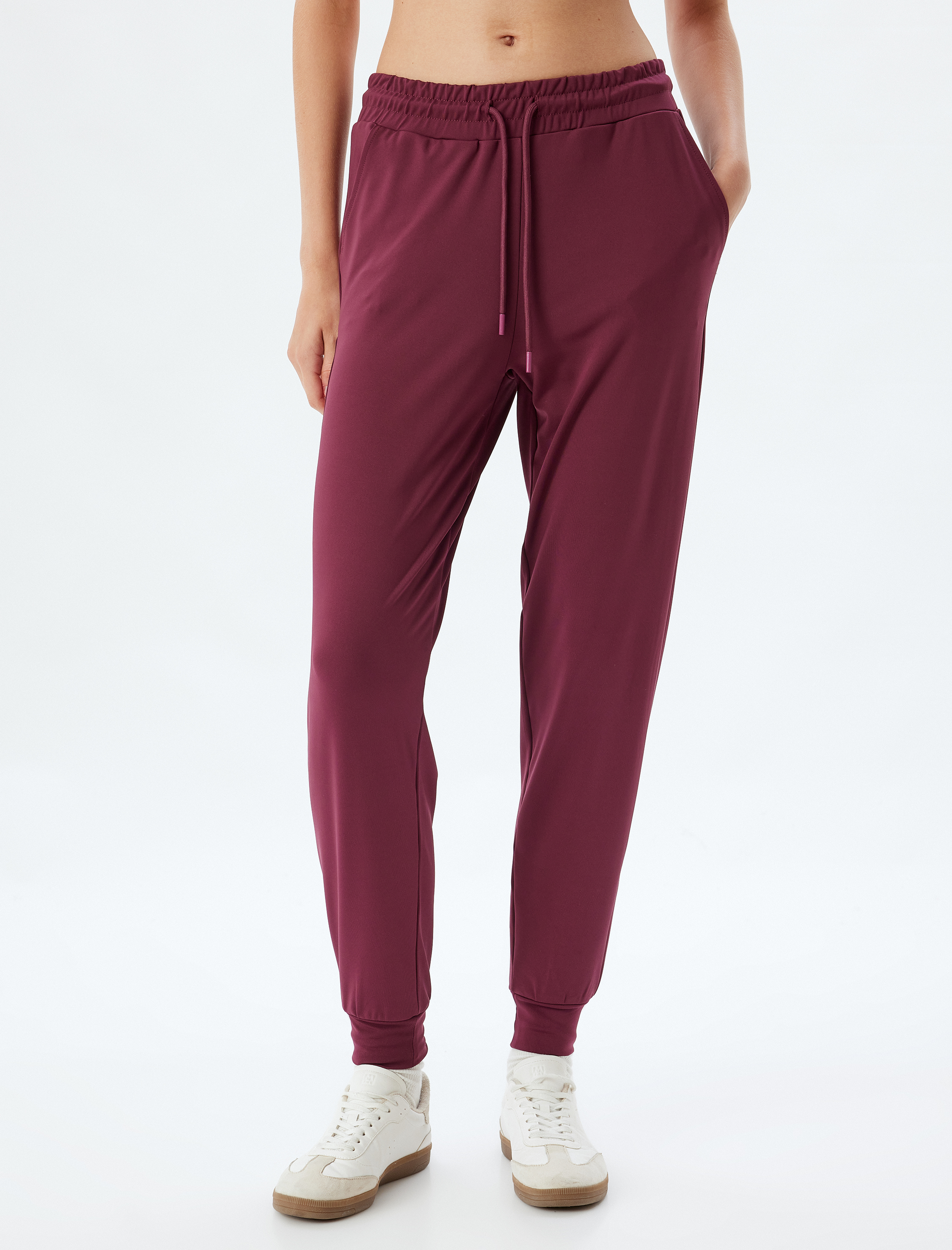   Jogger Eşofman Altı Beli Bağcıklı Ekstra Yüksek Bel Slim Fit İnterlok