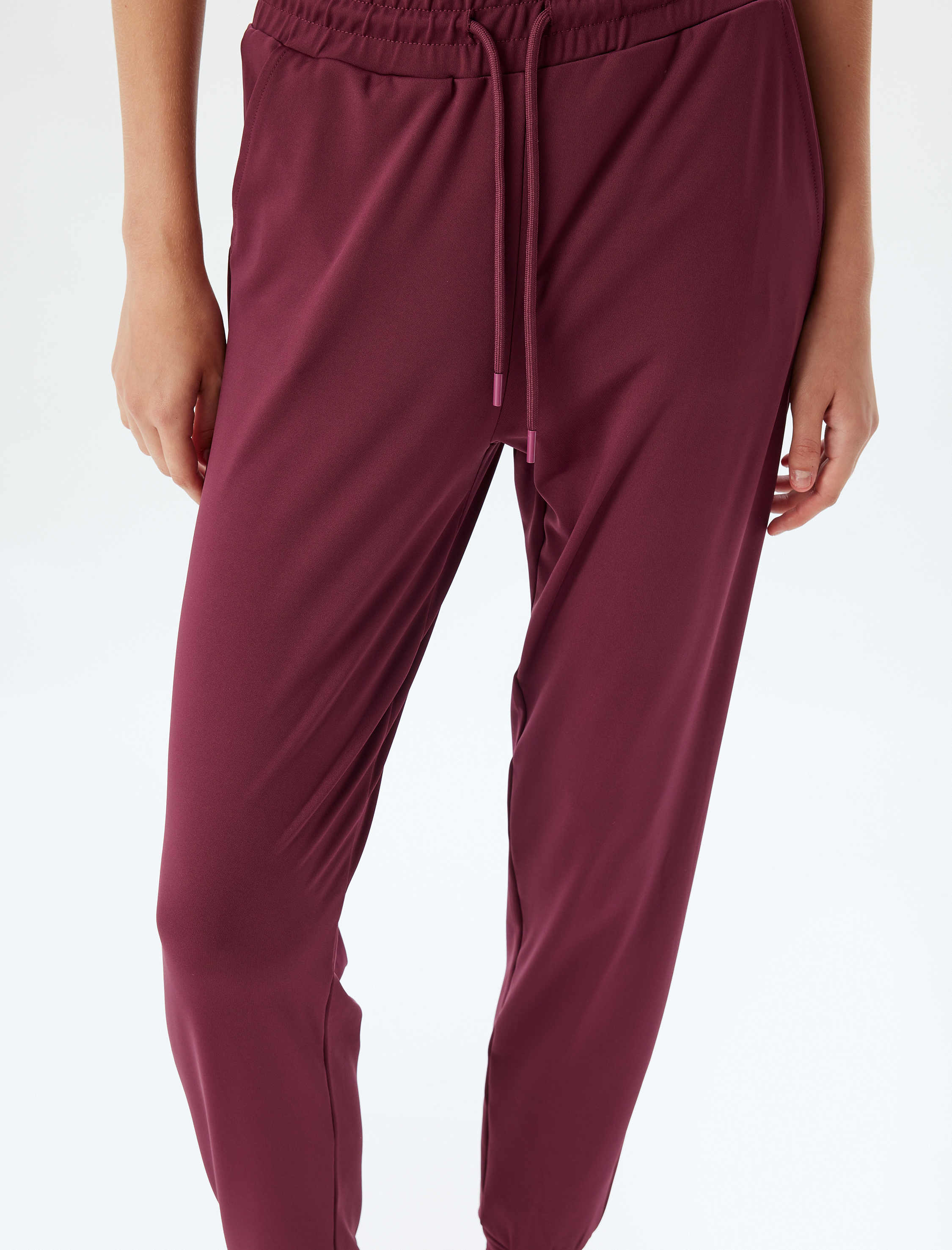   Jogger Eşofman Altı Beli Bağcıklı Ekstra Yüksek Bel Slim Fit İnterlok