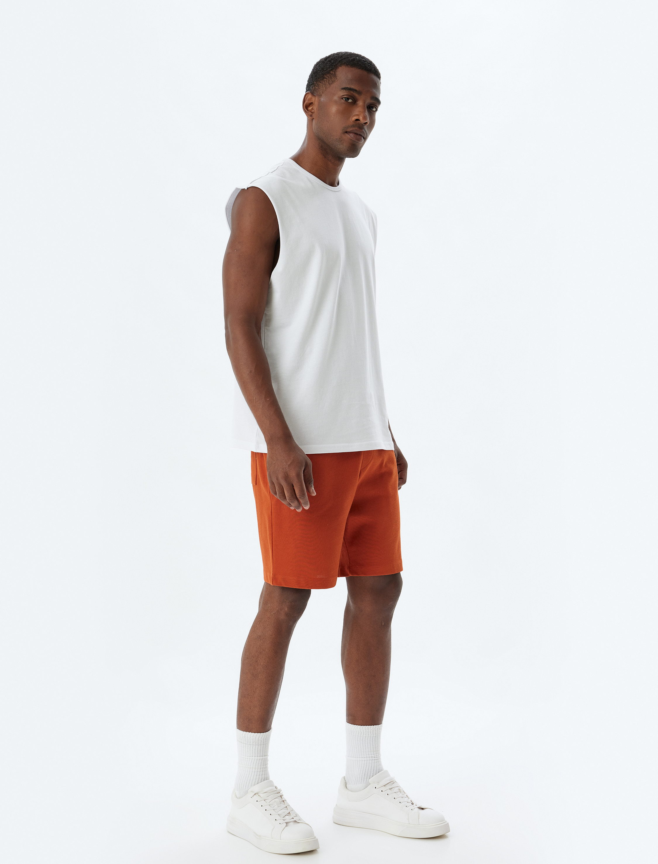 Bermuda Şort Beli Bağcıklı Cep Detaylı Pamuklu