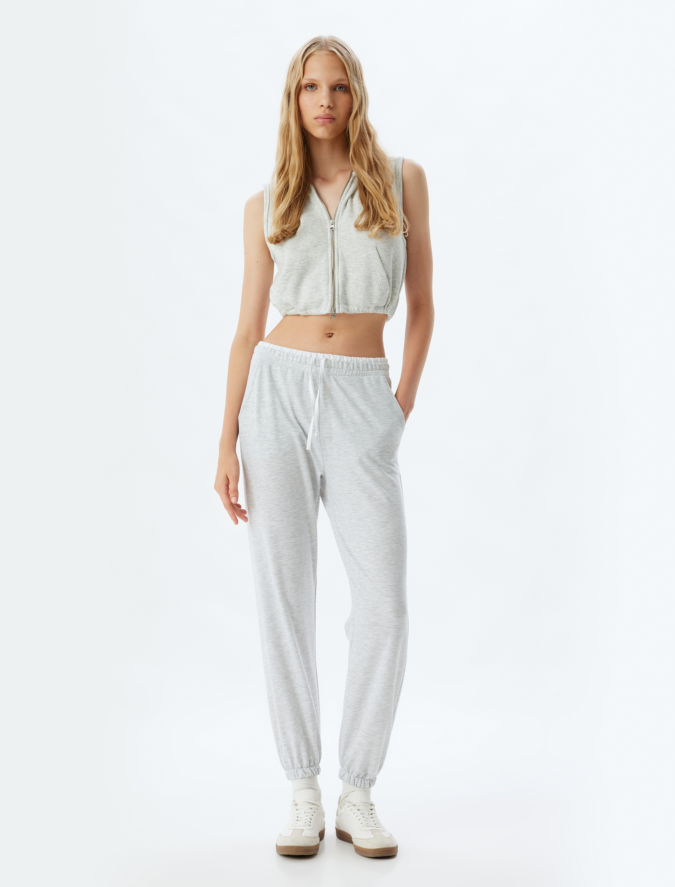   Çift Bel Detaylı Şardonlu Bağcıklı Jogger Eşofman Altı