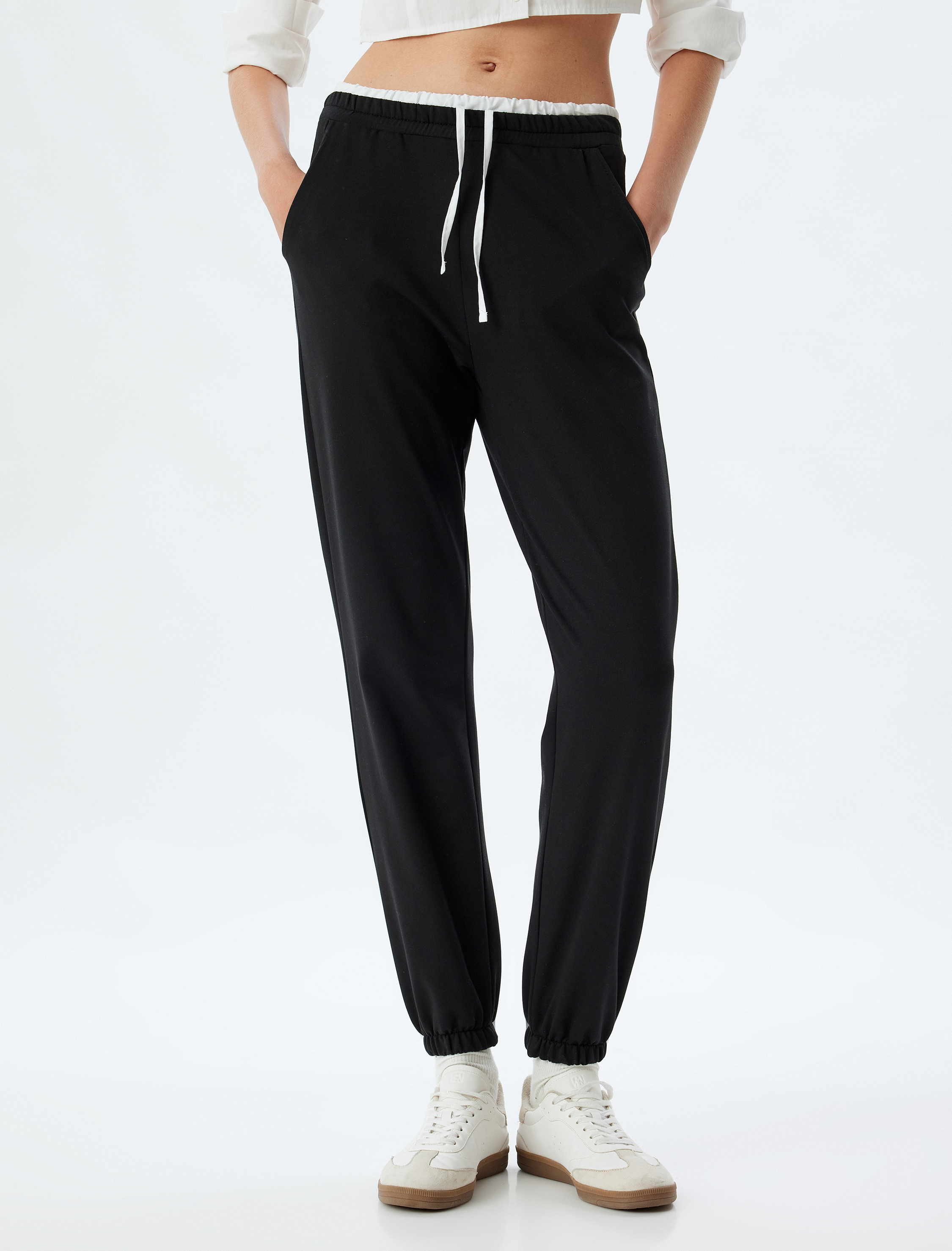   Çift Bel Detaylı Şardonlu Bağcıklı Jogger Eşofman Altı