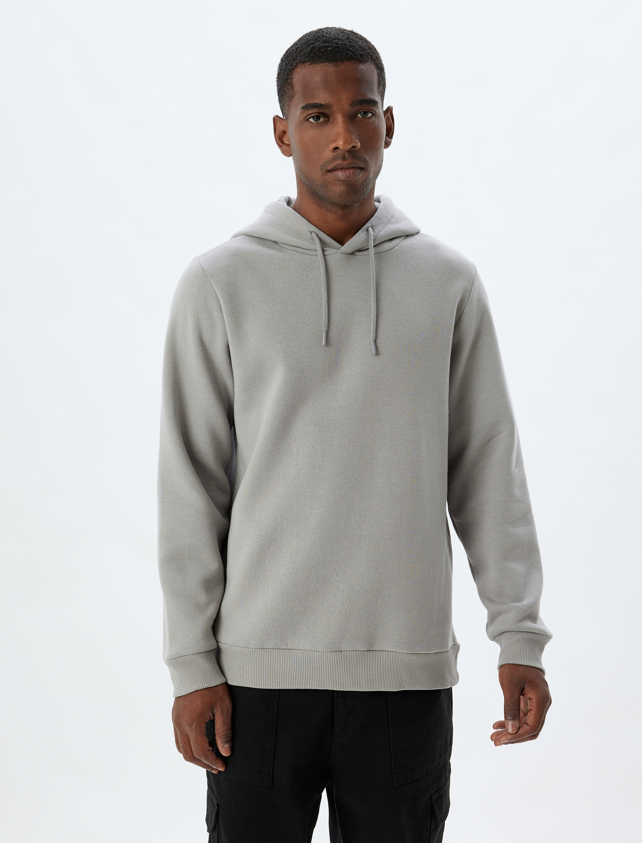   Şardonlu Pamuk Karışımlı Basic Kapşonlu Sweatshirt