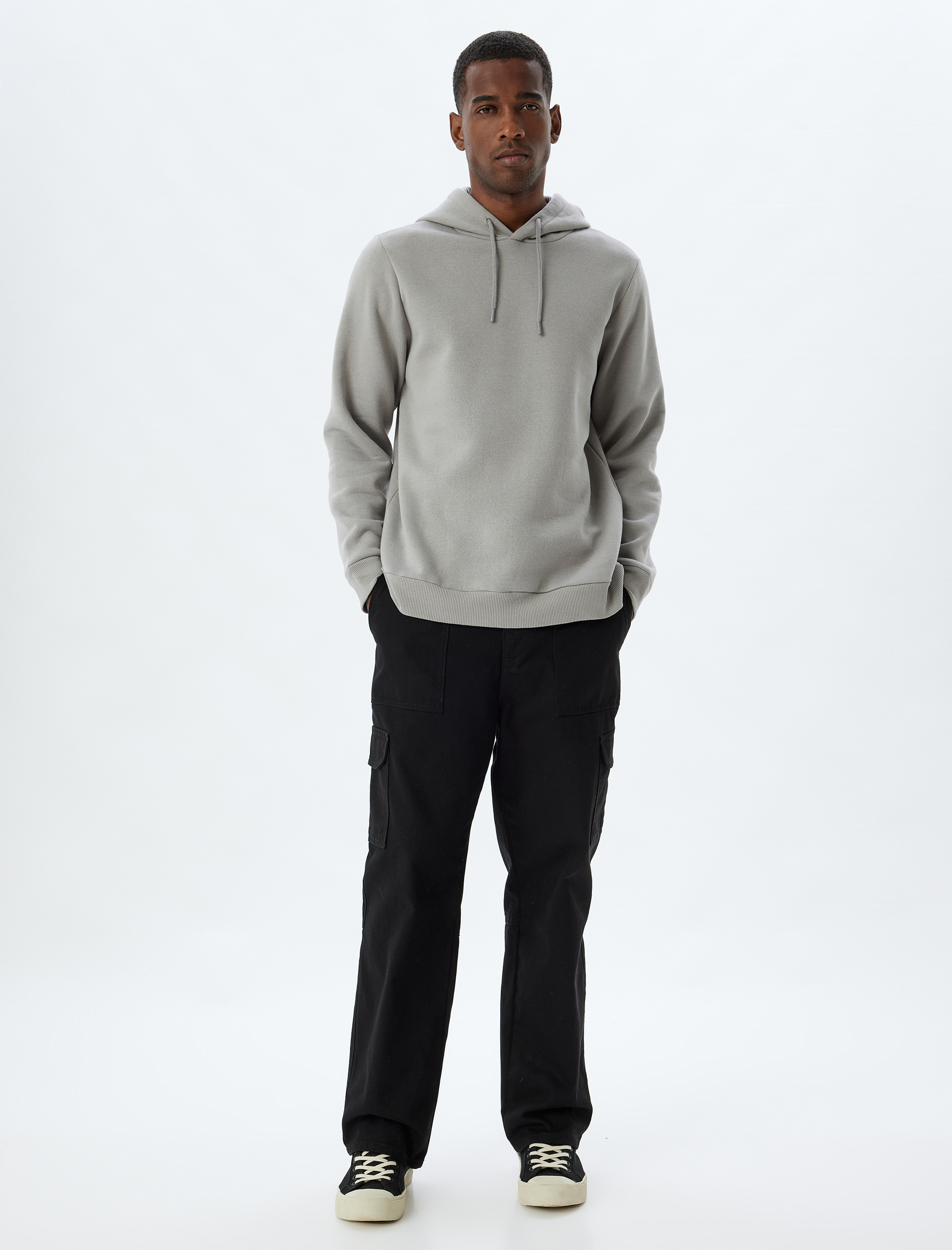   Şardonlu Pamuk Karışımlı Basic Kapşonlu Sweatshirt