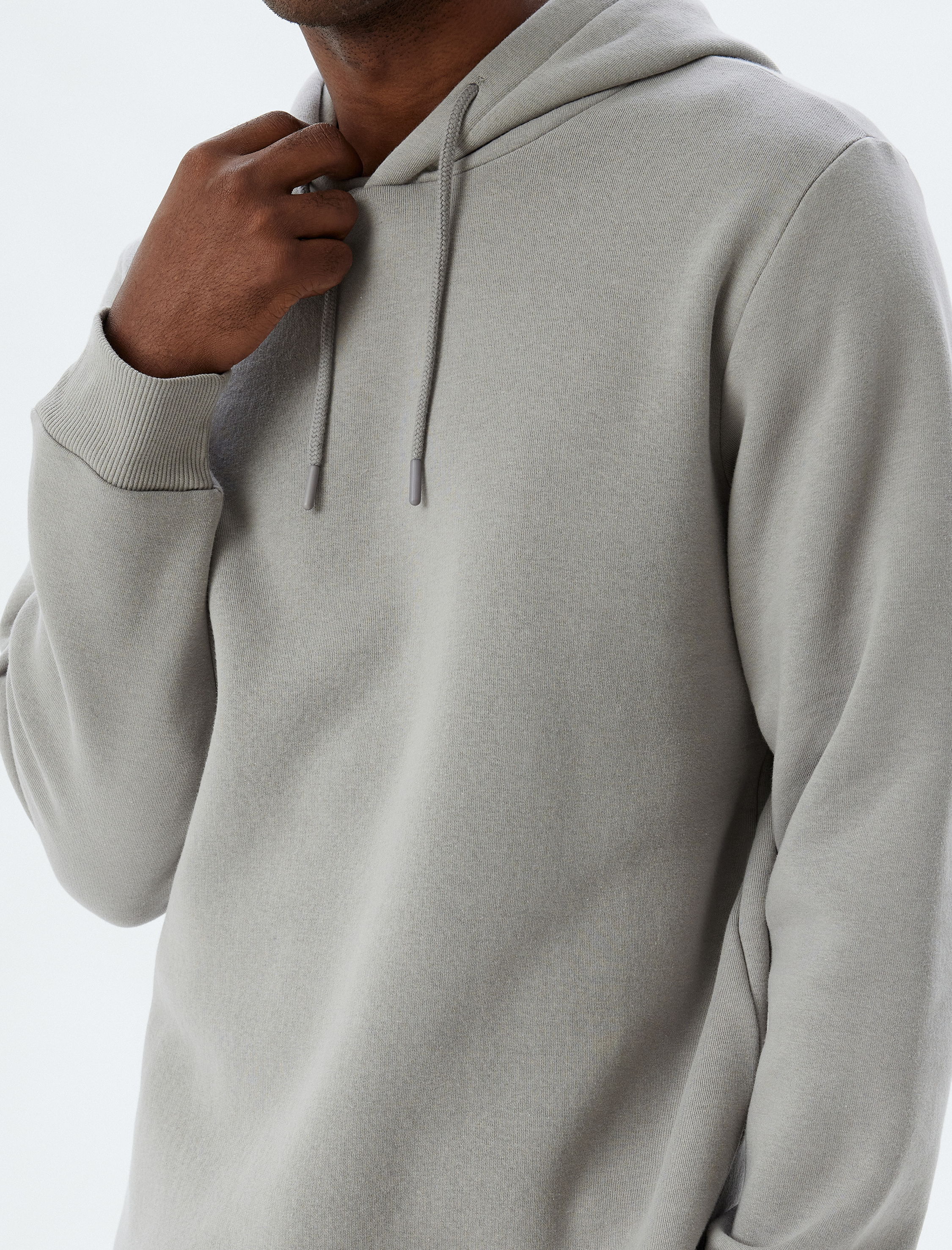   Şardonlu Pamuk Karışımlı Basic Kapşonlu Sweatshirt