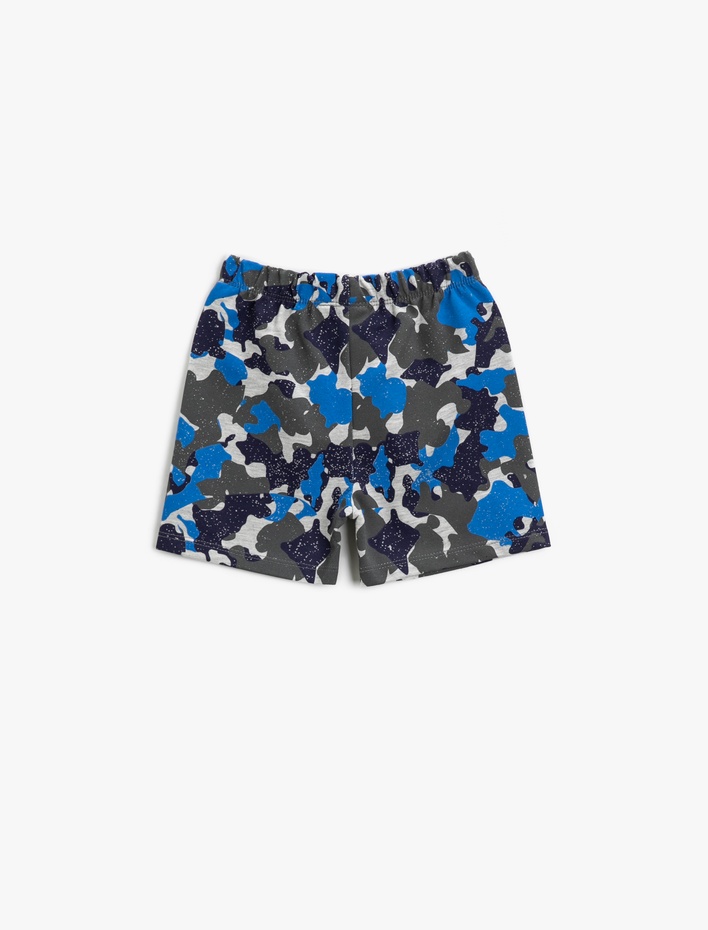 Erkek Bebek Desenli Şort Beli Bağlamalı Pamuklu