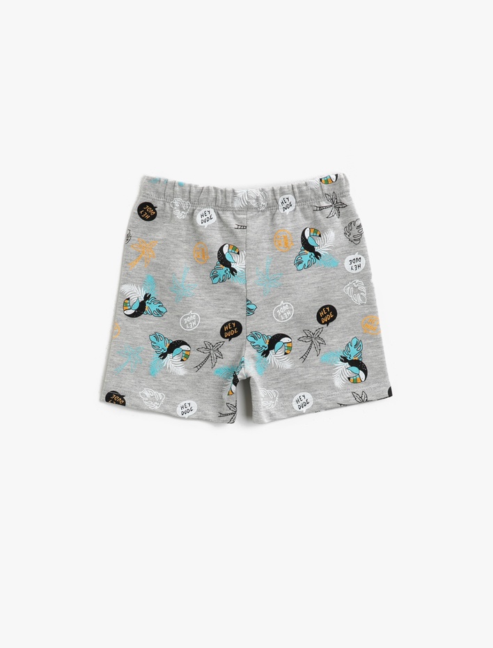 Erkek Bebek Baskılı Şort Beli Bağlamalı Pamuklu