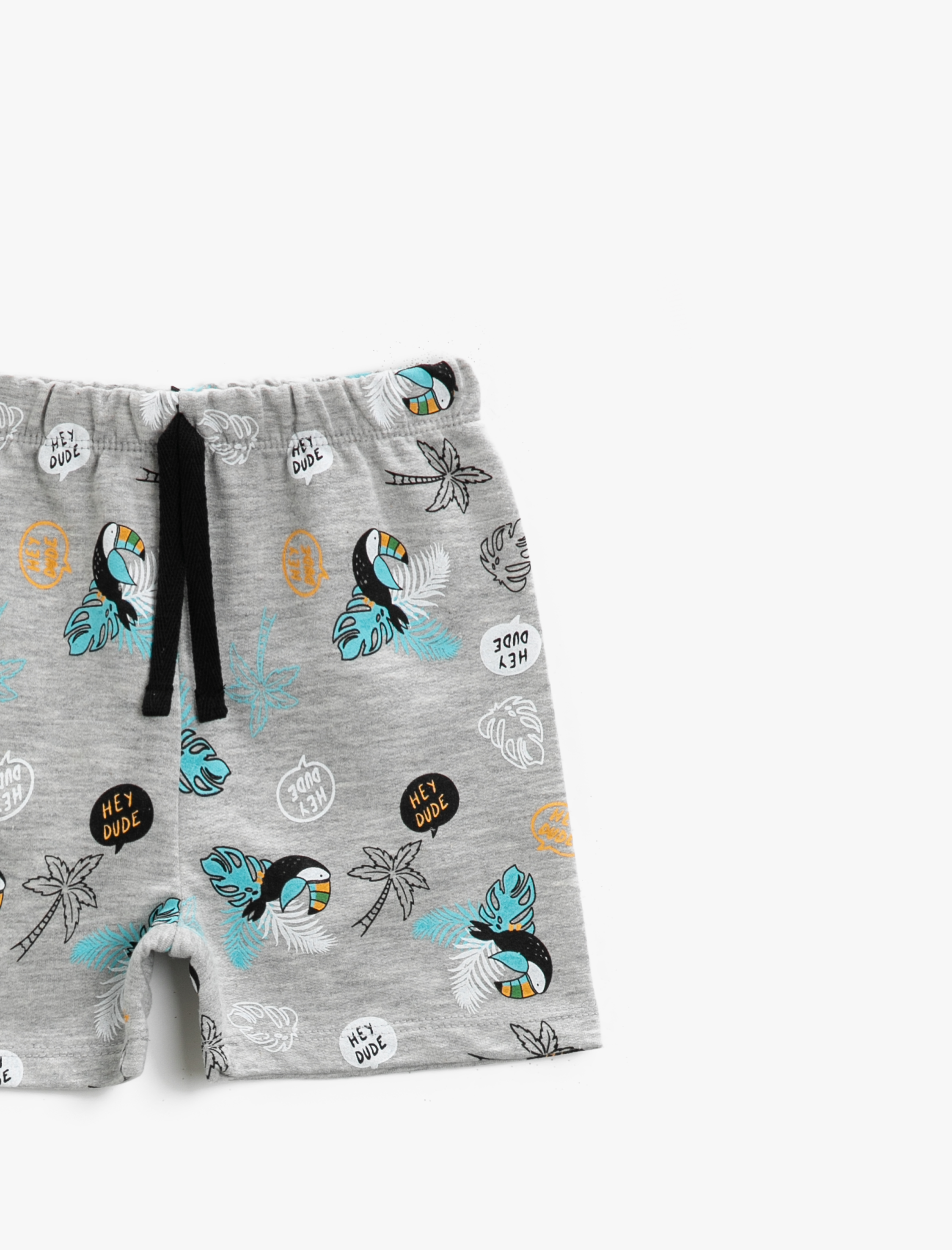  Erkek Bebek Baskılı Şort Beli Bağlamalı Pamuklu