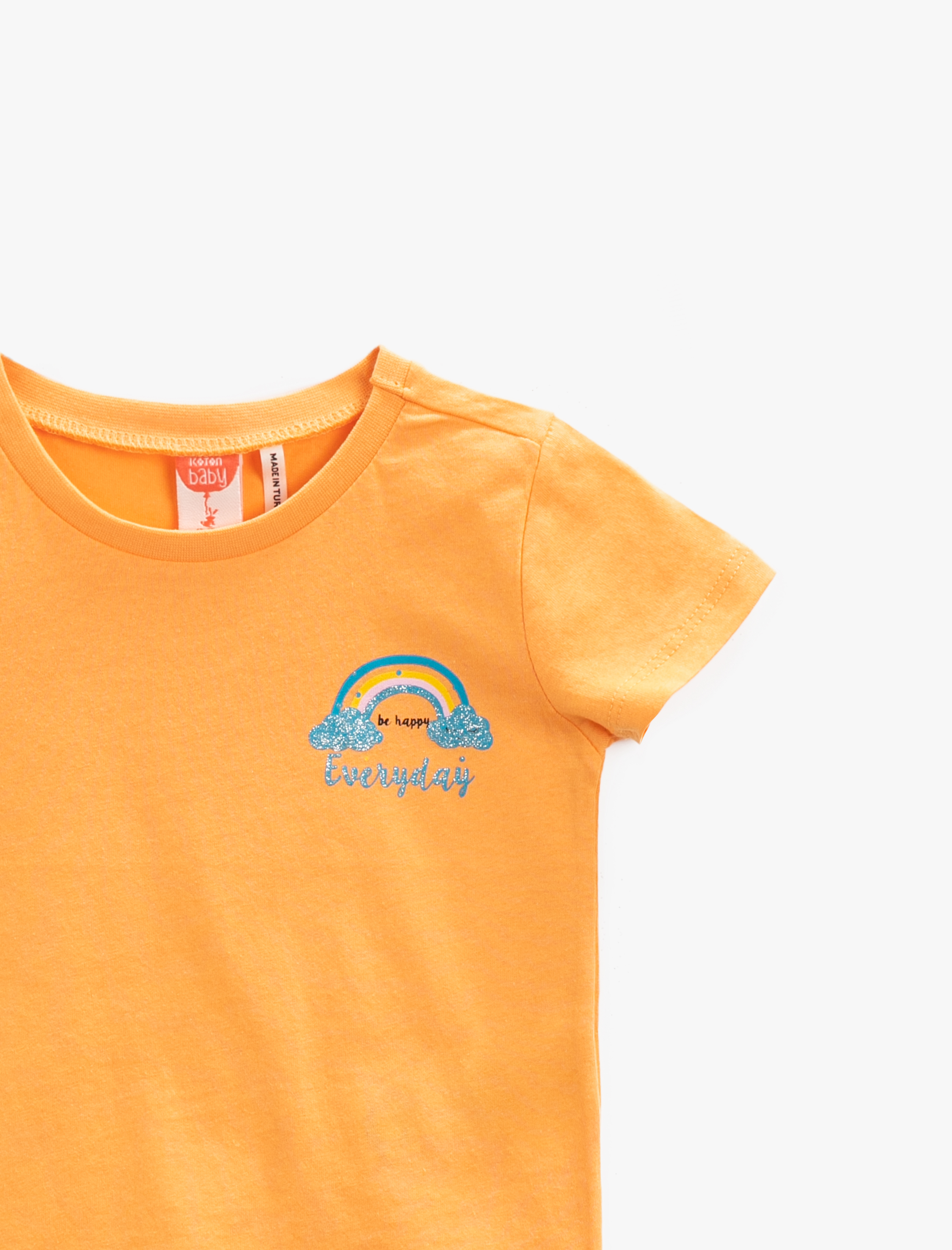  Kız Bebek Baskılı Tişört Pamuklu Kısa Kollu Bisiklet Yaka