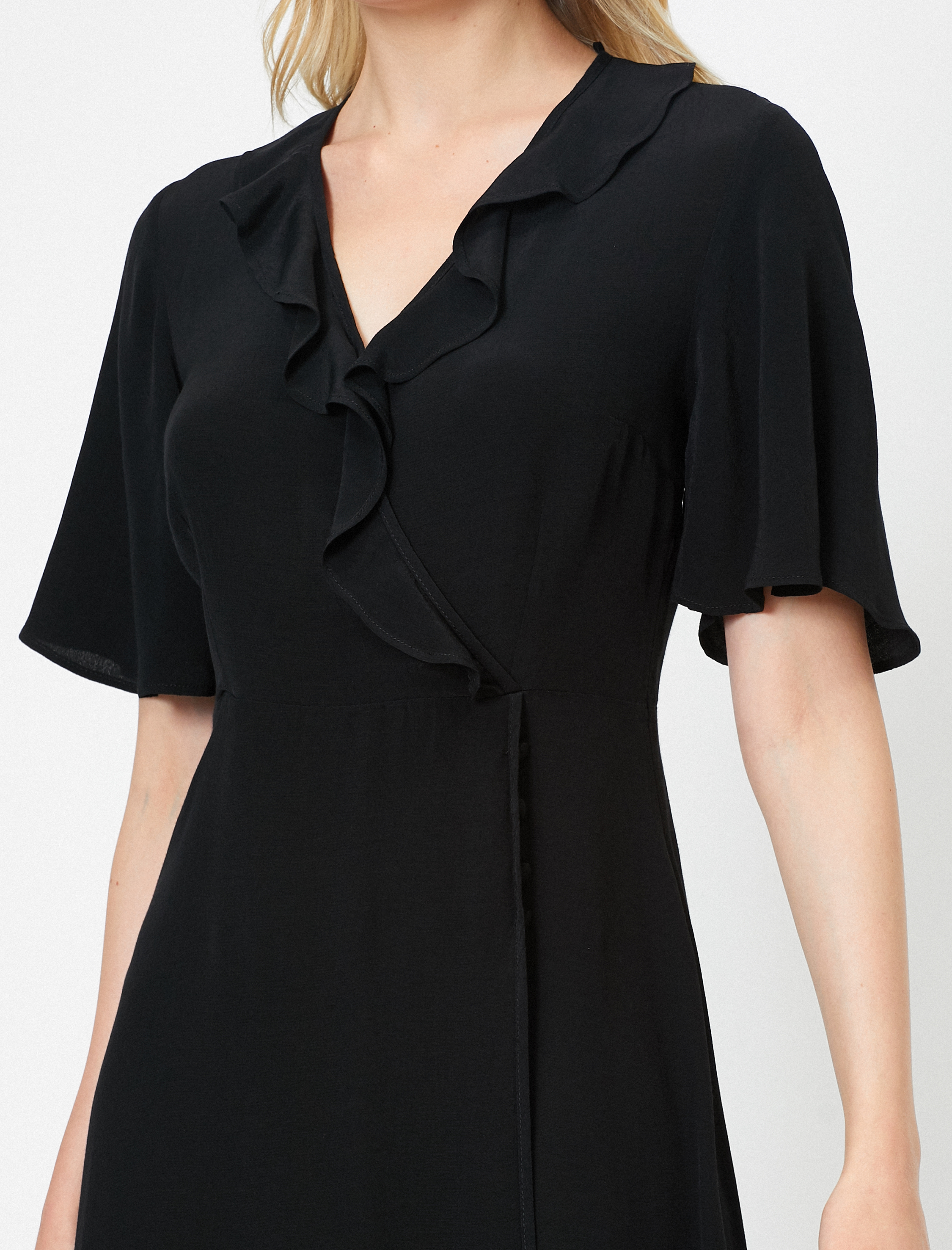 Volan Detaylı Anvelop Elbise