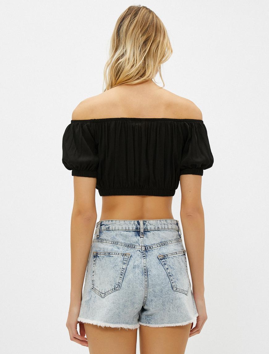   Crop Bluz Omuz Açık