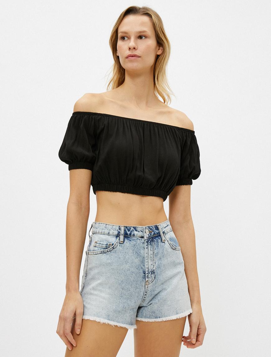   Crop Bluz Omuz Açık