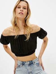 Crop Bluz Omuz Açık