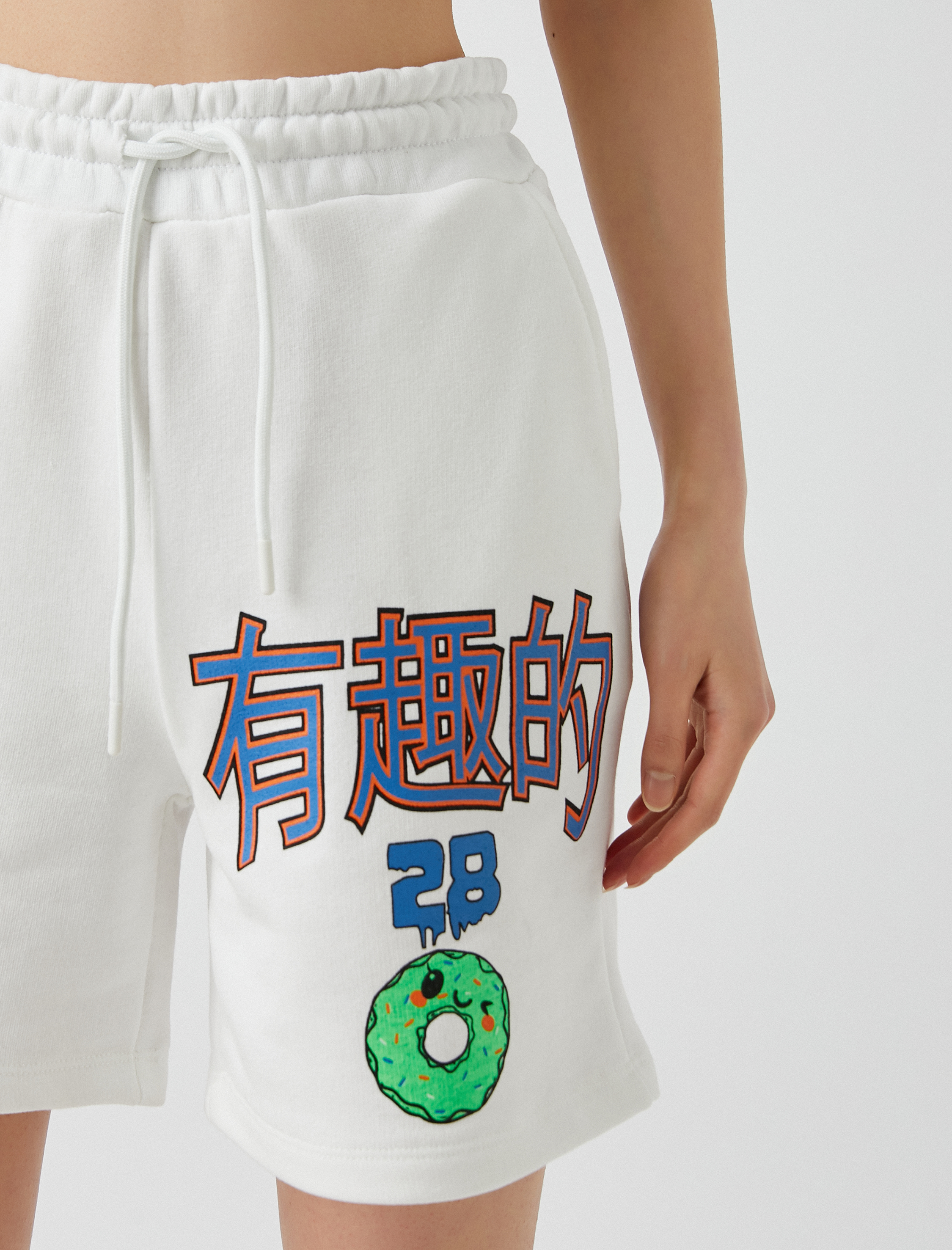   Yüksek Bel Baskılı Şort