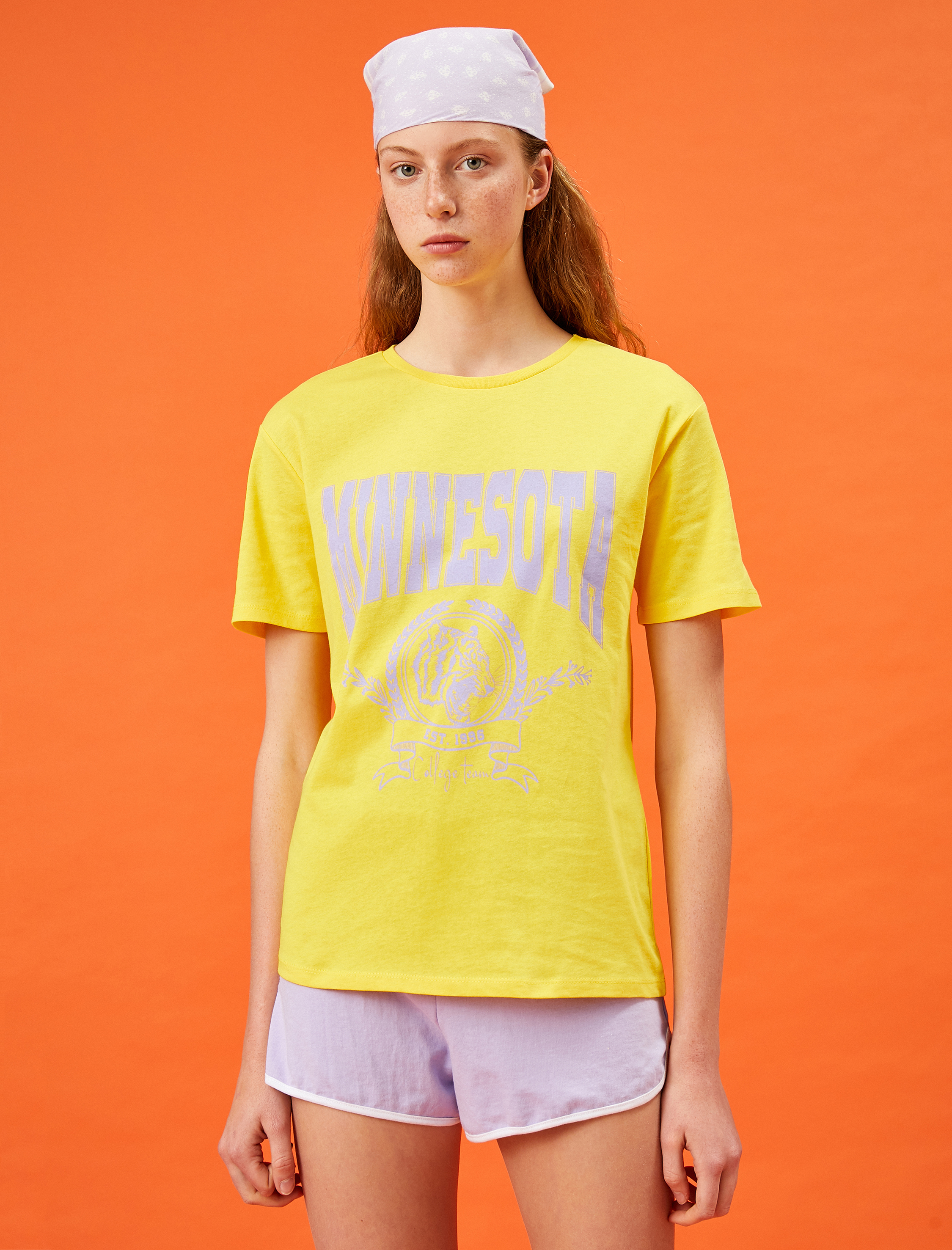   Yazılı Baskılı Tişört Bisiklet Yaka Pamuklu