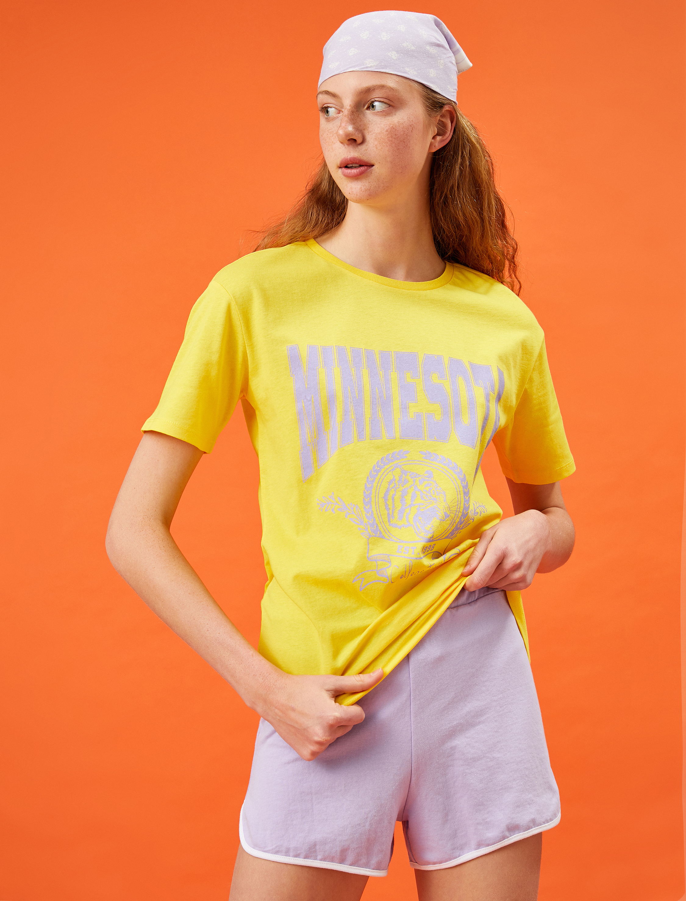   Yazılı Baskılı Tişört Bisiklet Yaka Pamuklu