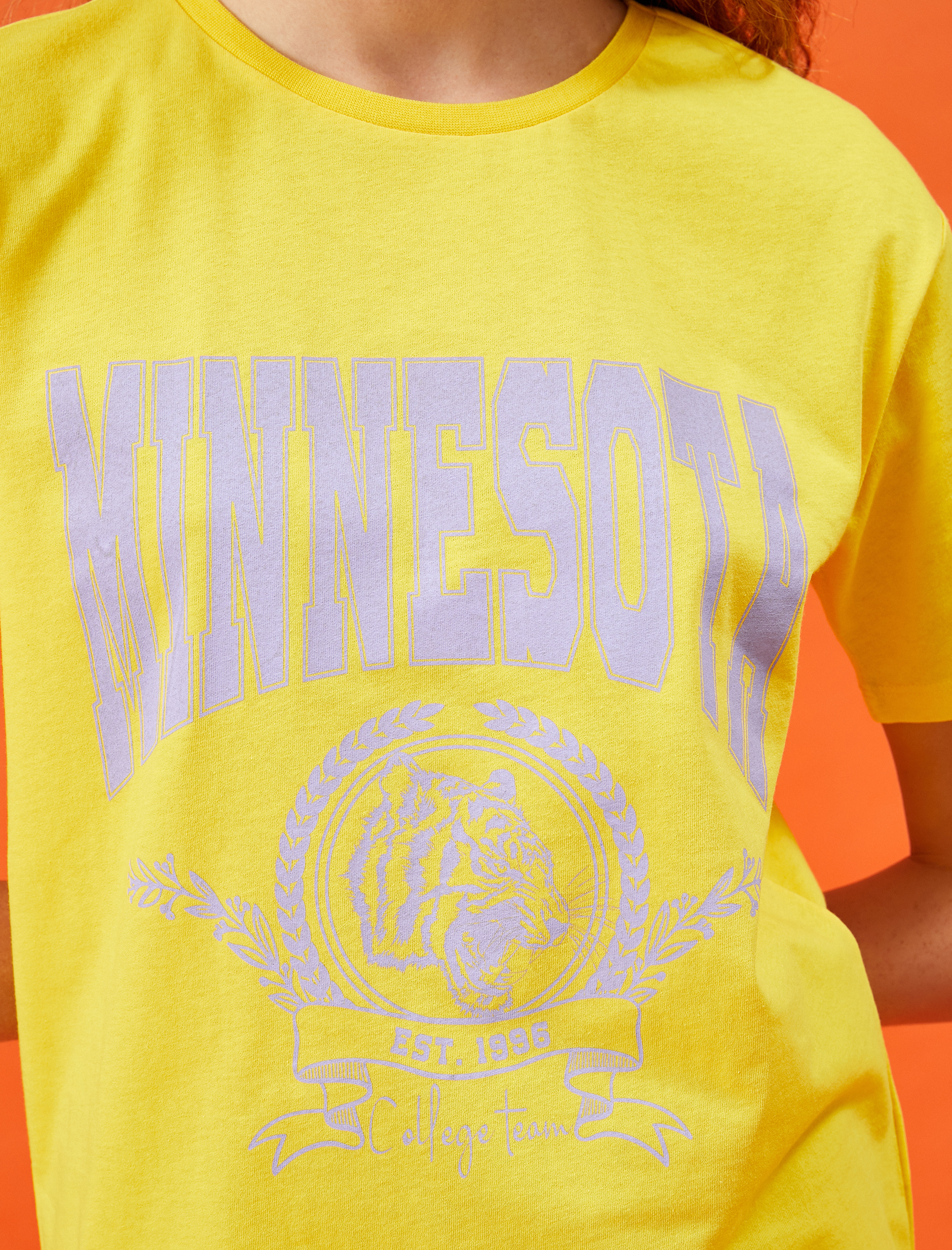   Yazılı Baskılı Tişört Bisiklet Yaka Pamuklu