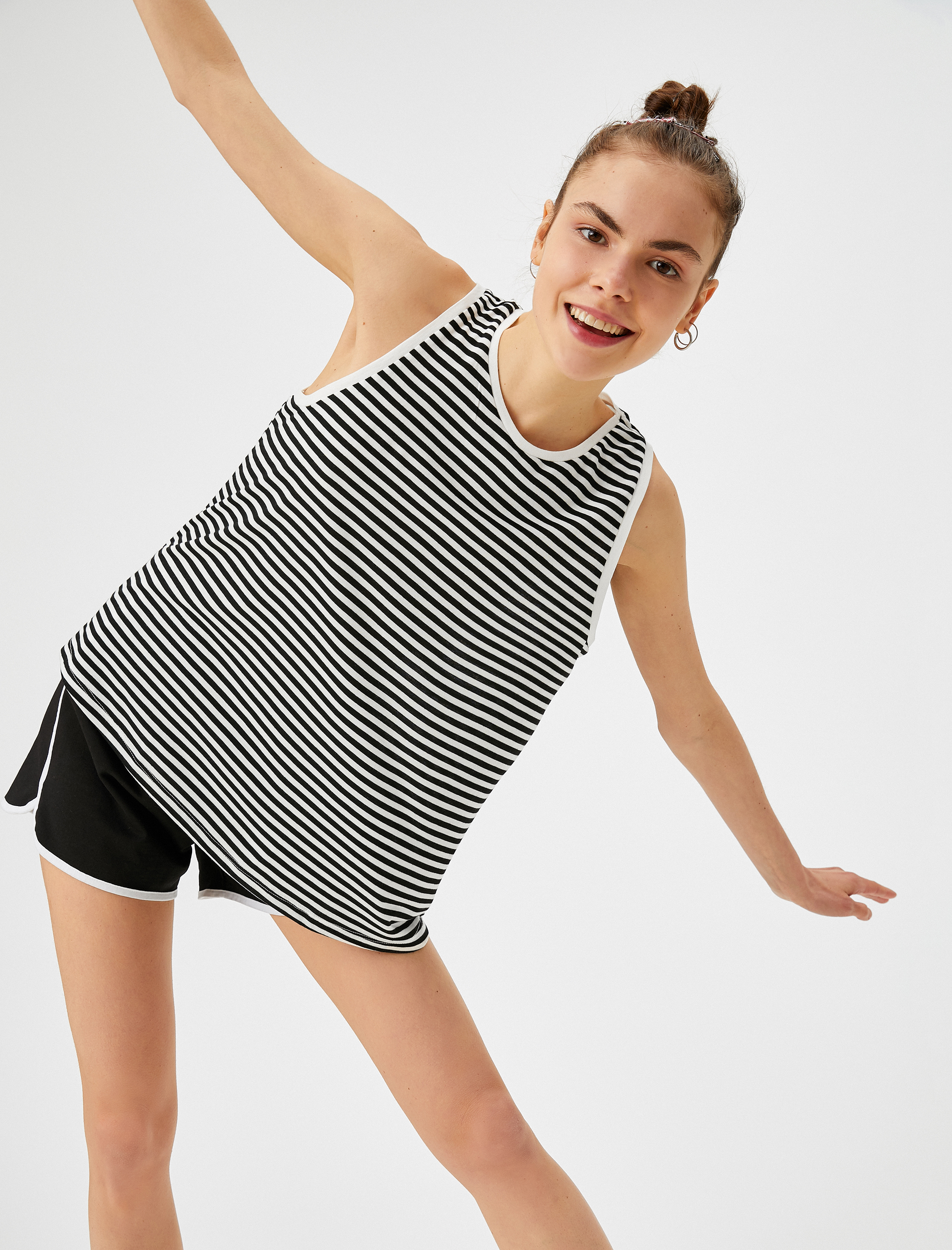   Çizgili Atlet Basic Halter Yaka Tanktop