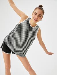 Çizgili Atlet Basic Halter Yaka Tanktop