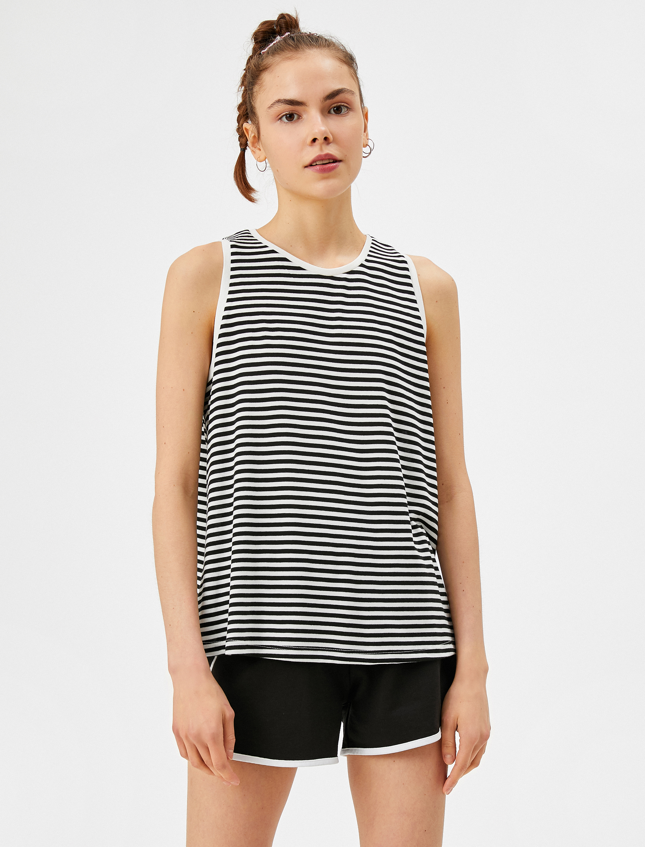   Çizgili Atlet Basic Halter Yaka Tanktop