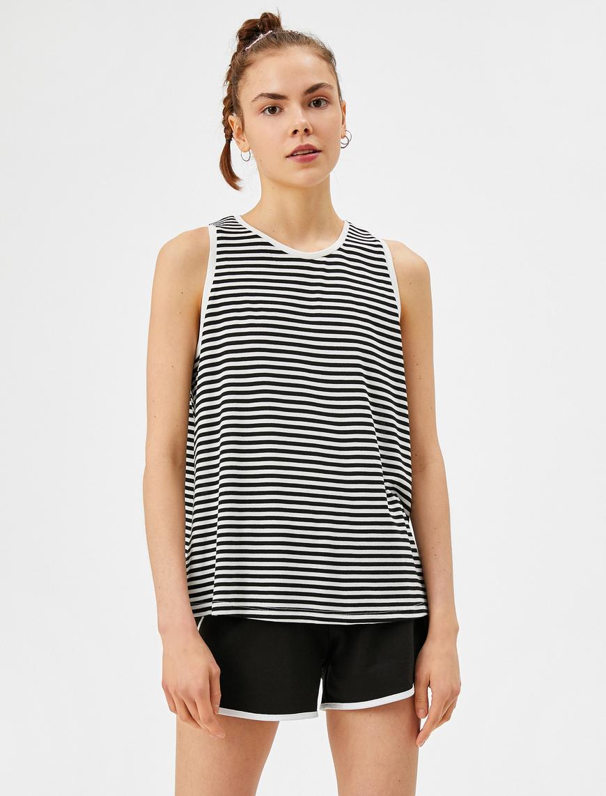   Çizgili Atlet Basic Halter Yaka Tanktop