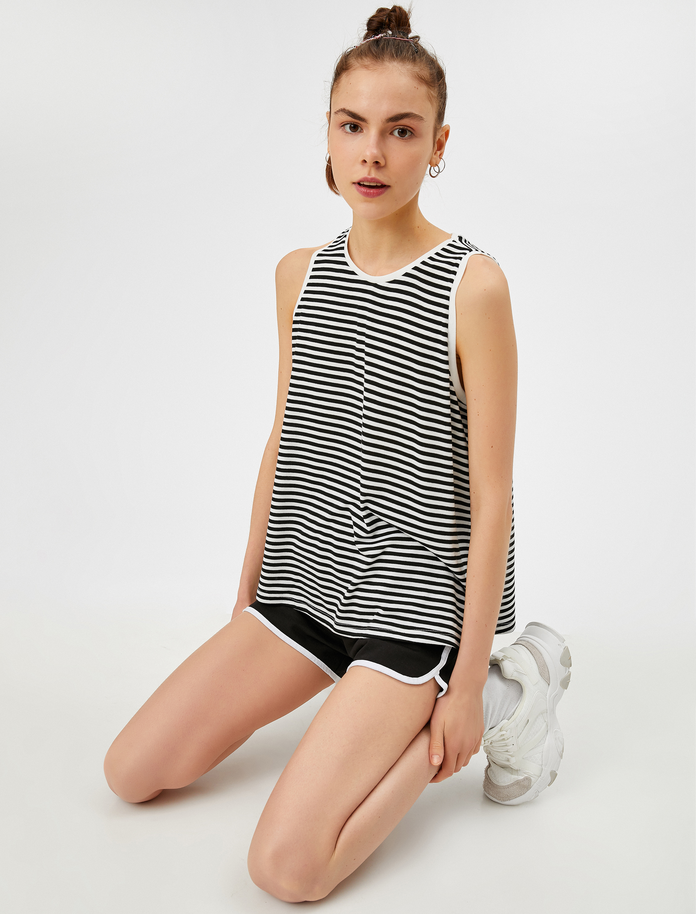   Çizgili Atlet Basic Halter Yaka Tanktop