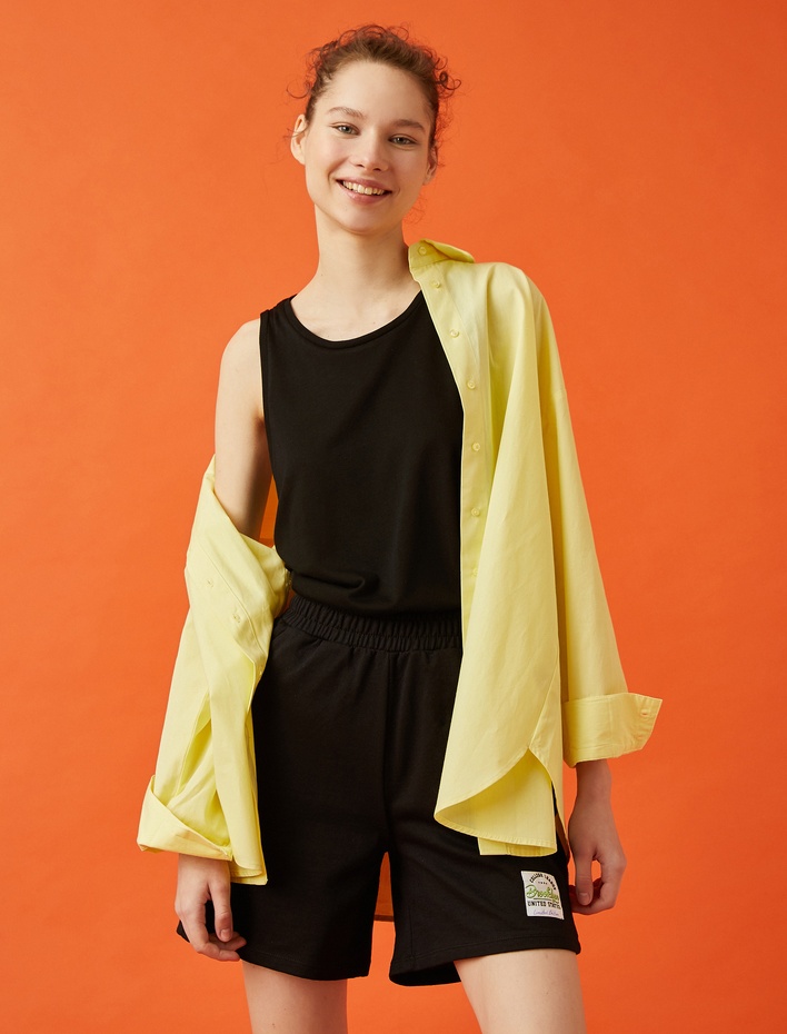  Çizgili Atlet Basic Halter Yaka Tanktop